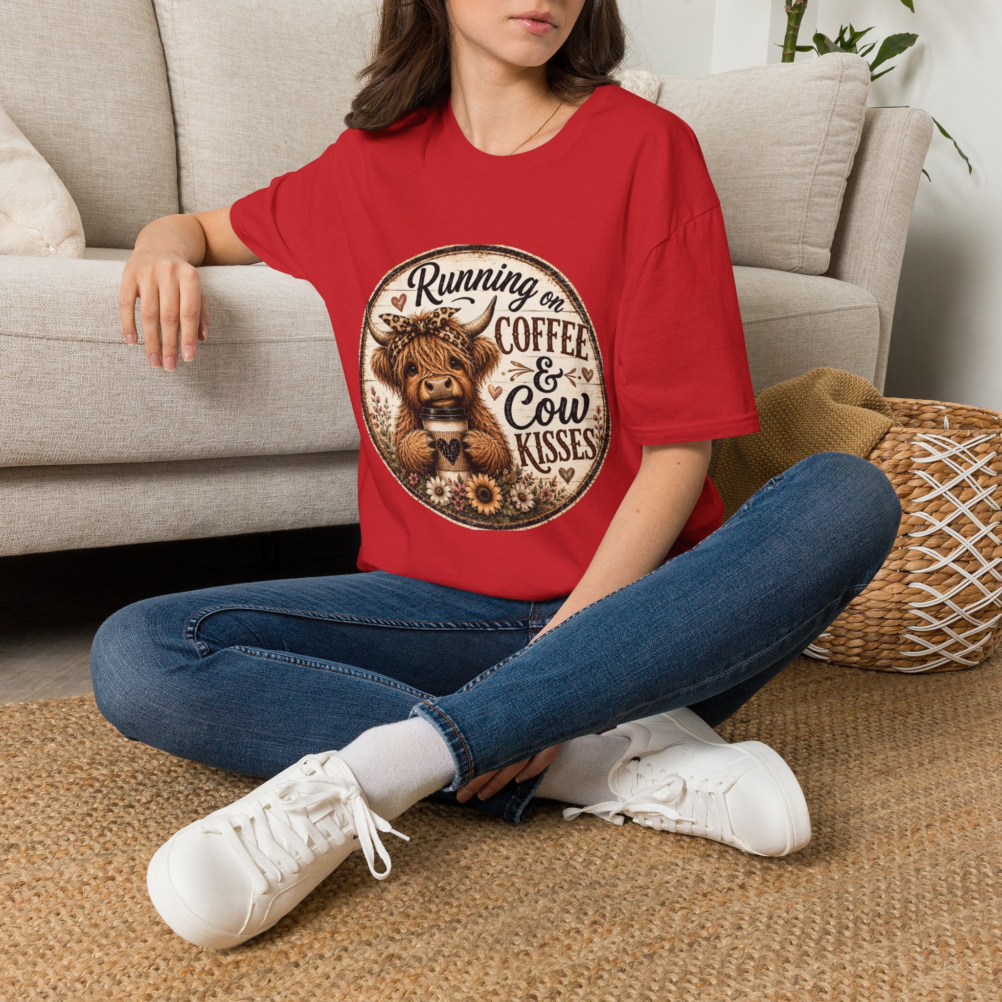 Running on Coffee & Cow Kisses - Unisex Softstyle T-Shirt