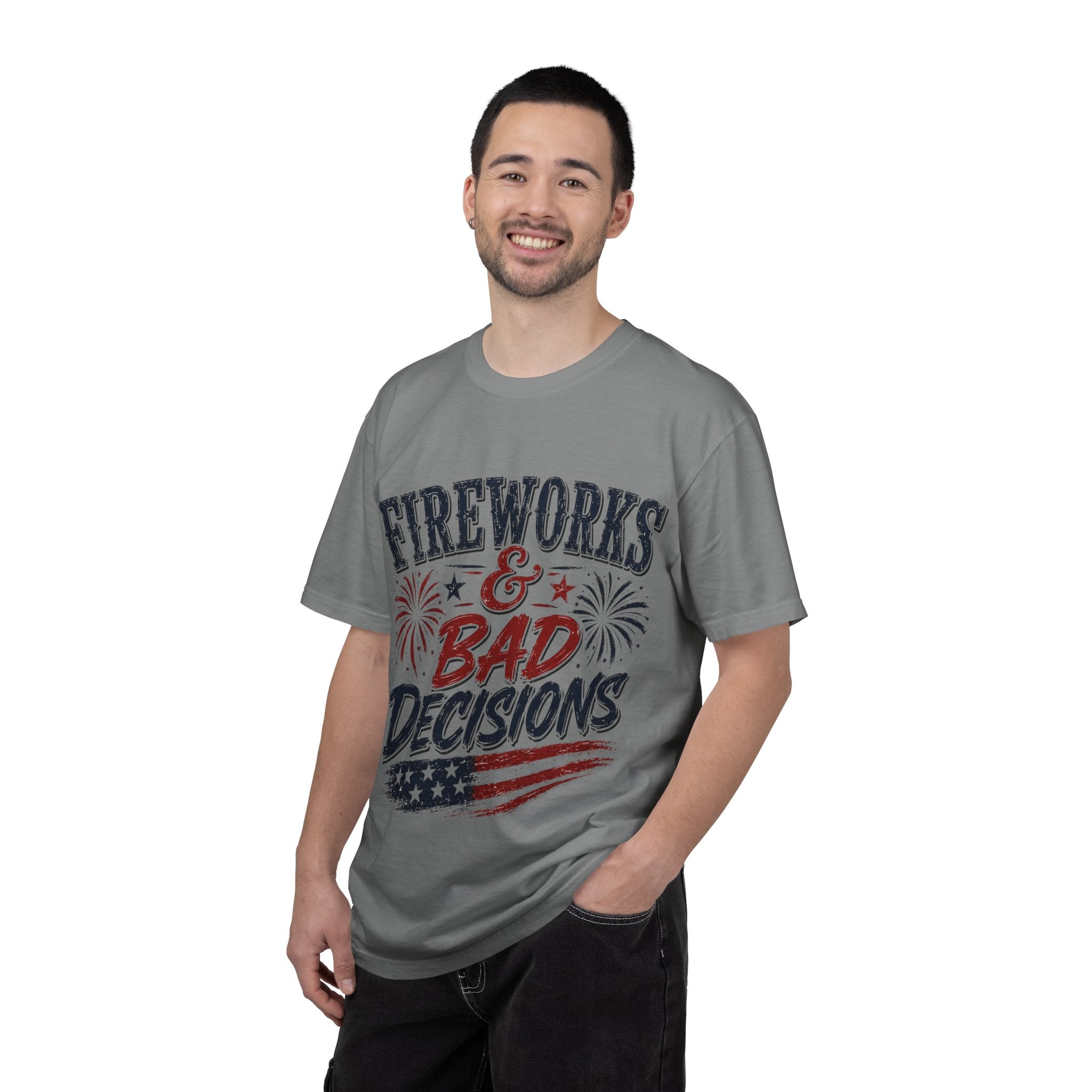 Fireworks & Bad Decisions T-Shirt — Patriotic 4th of July Party Tee