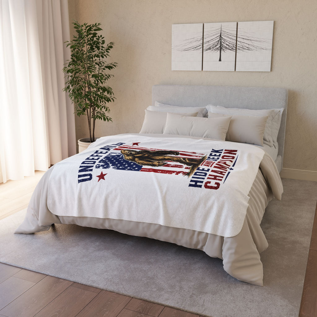 Undeafted Hide and Seek Champion 4th of July Fleece Sherpa Blanket