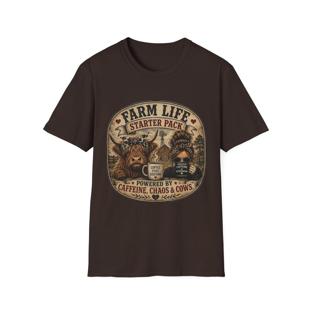 Farm Life Highland Cow Unisex Softstyle T-Shirt