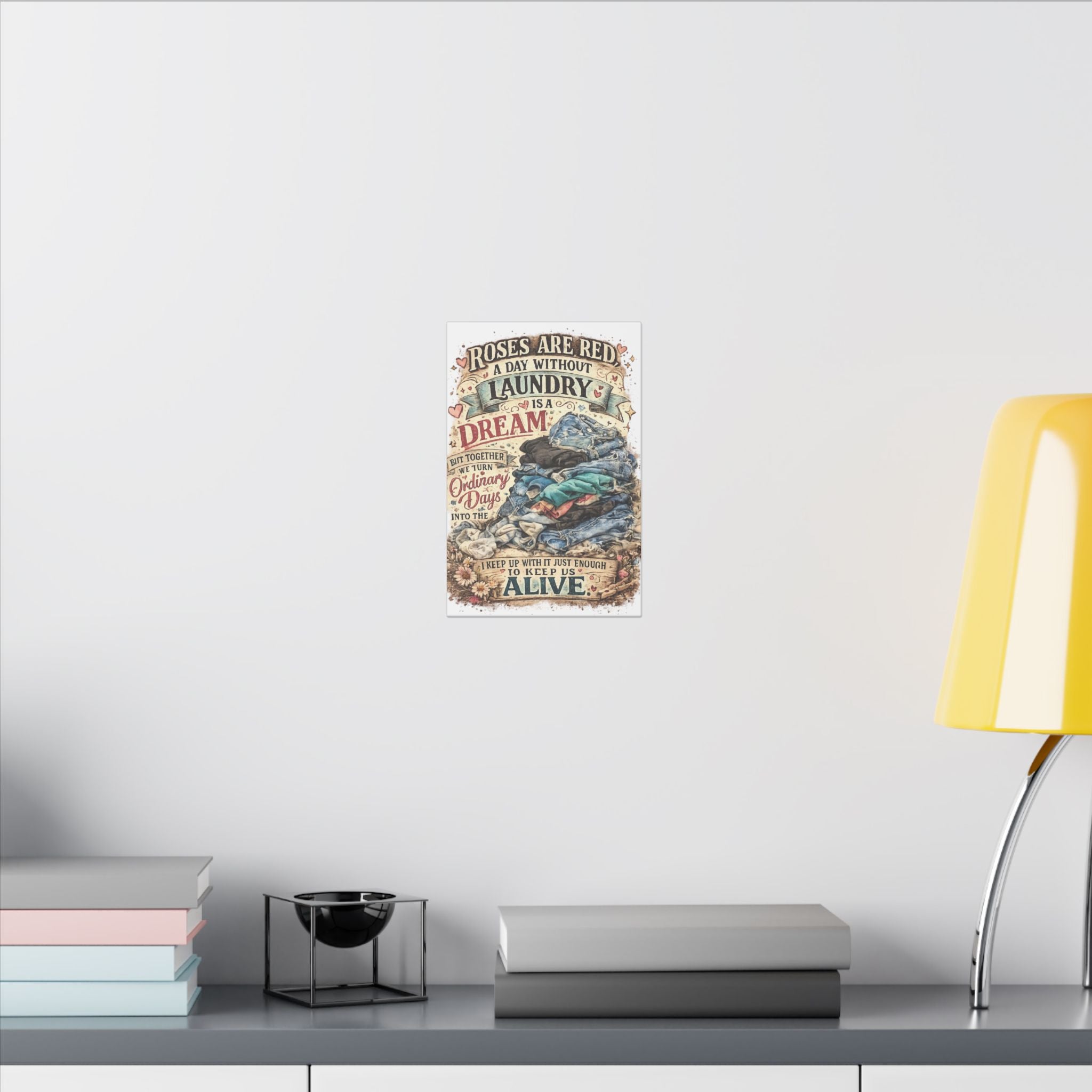Laundry Wall Art Canvas – “A Day Without Laundry Is a Dream” Vintage Kitchen Decor