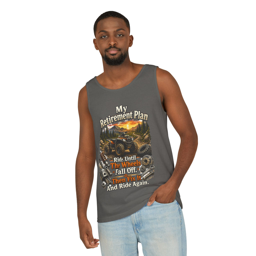 Retirement Plan ATV Tank Top — "Ride Until The Wheels Fall Off" Off‑Road Sunset Tank