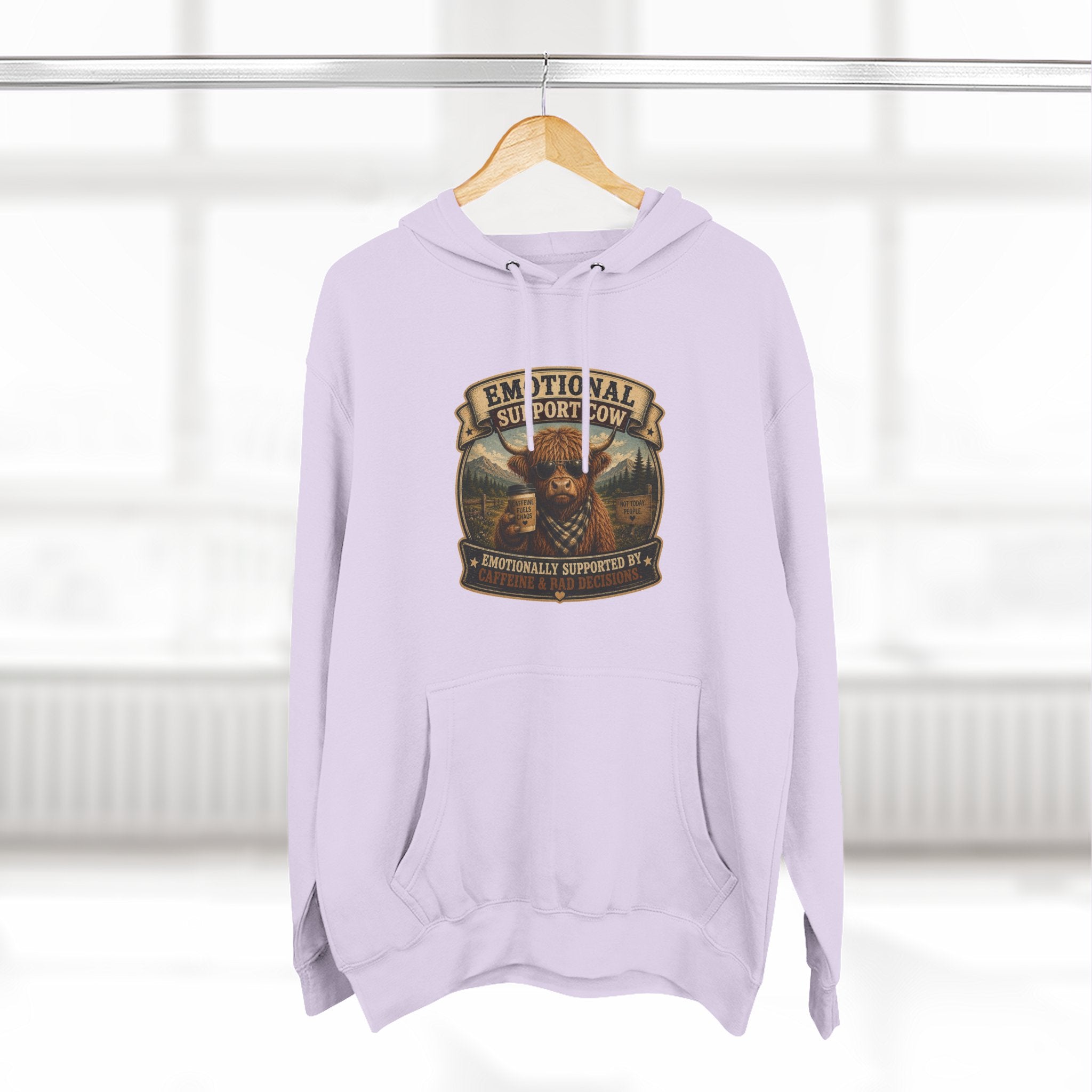 Socially Awkward Highland Cow - Three-Panel Fleece Hoodie