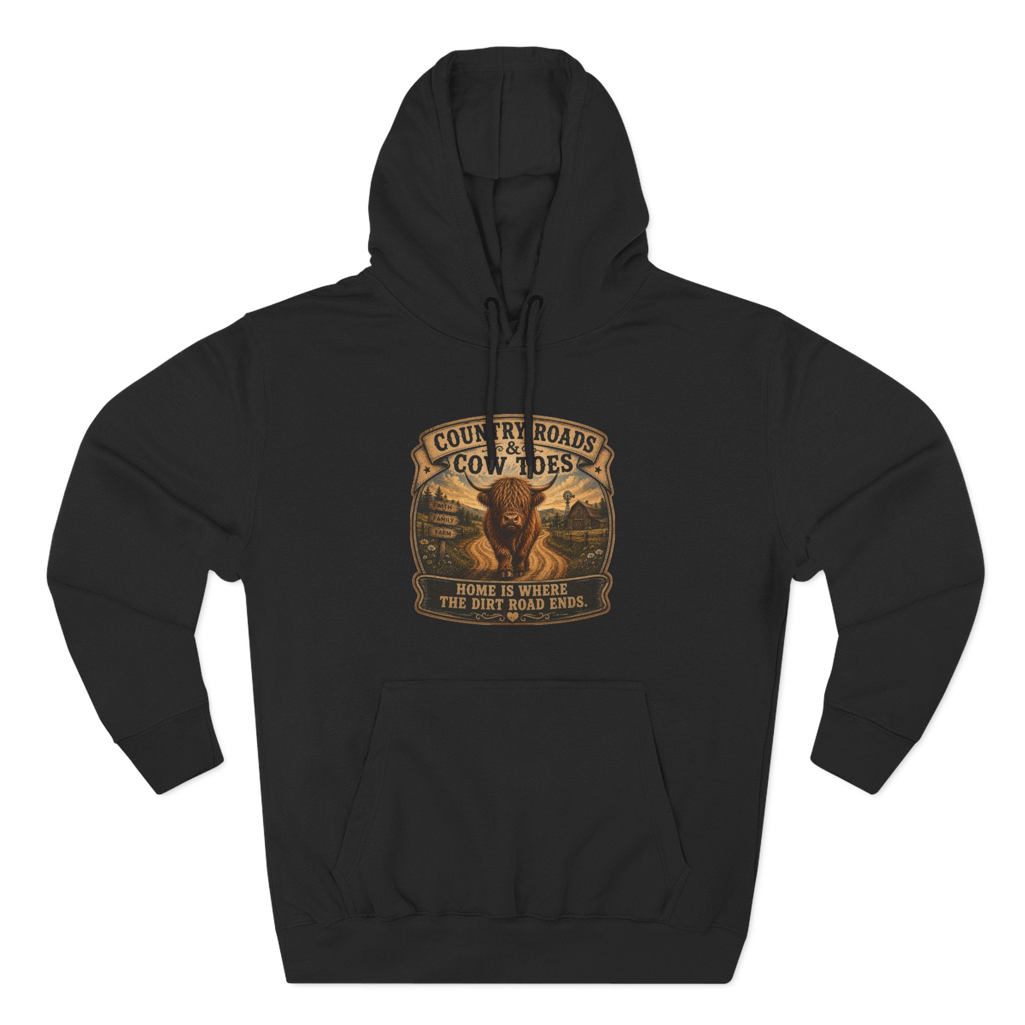 Country Roads Cow Toes three-Panel Fleece Hoodie