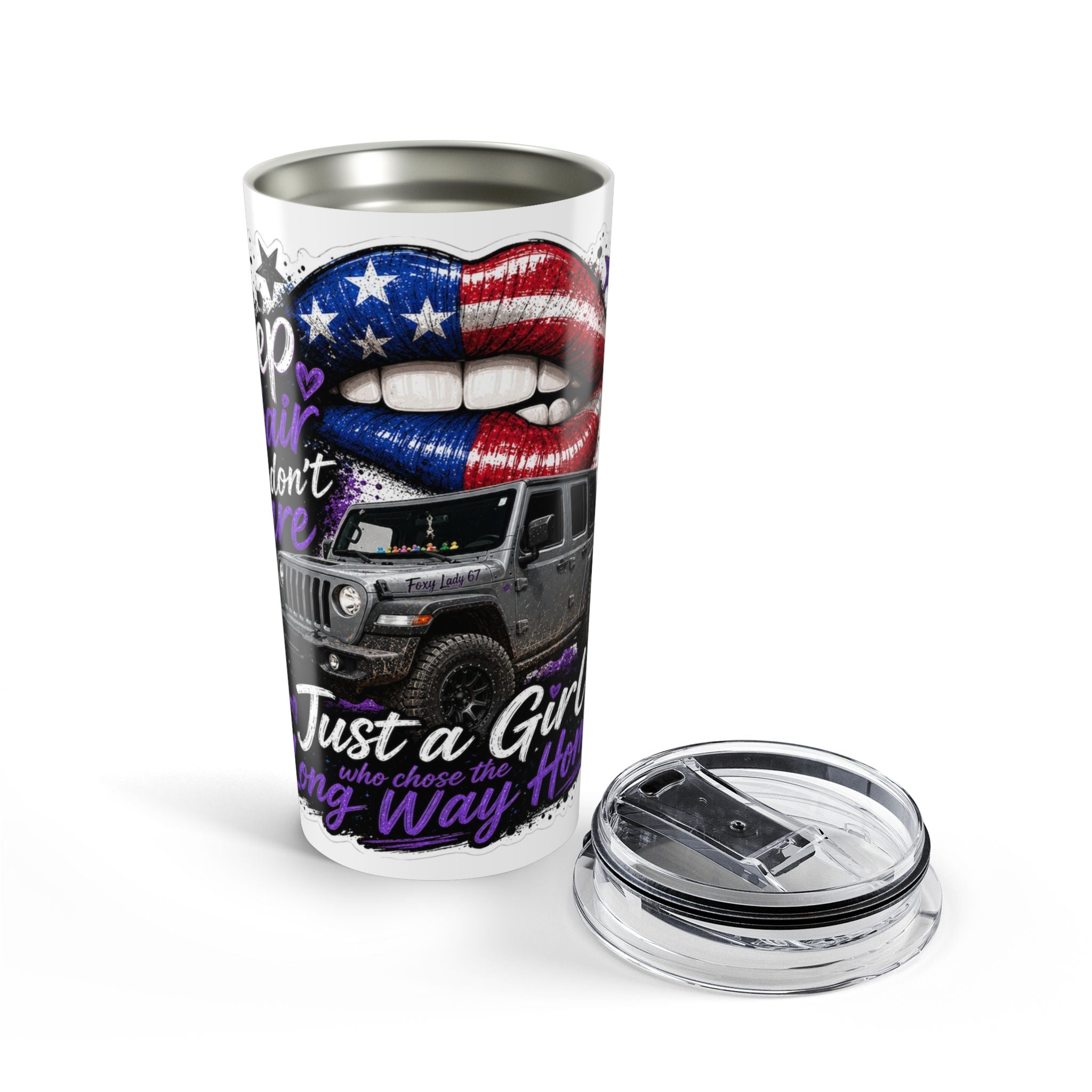"Just a Girl" Off‑Road Travel Mug — 20oz Patriotic Jeep Tumbler