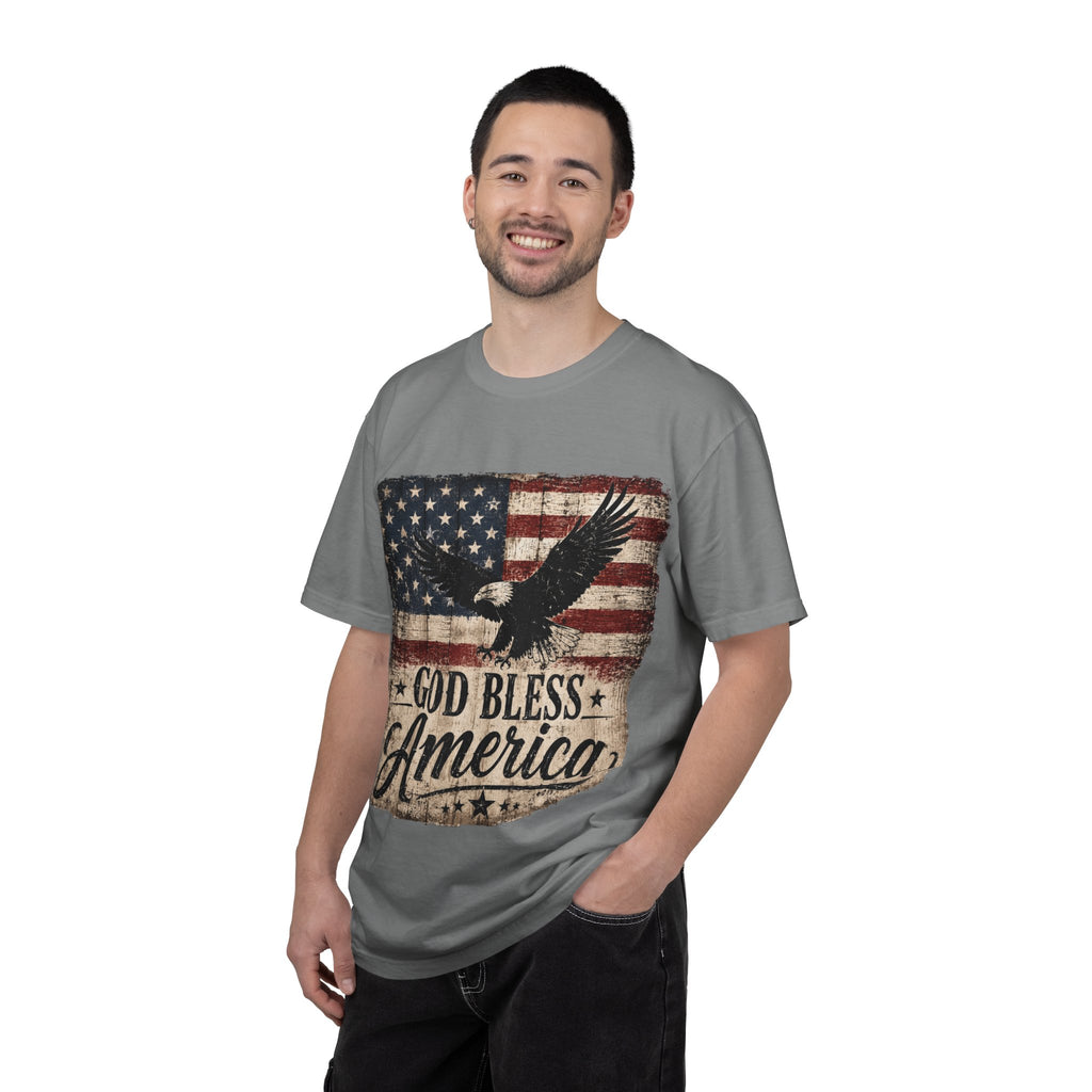 God Bless America T-Shirt — Vintage Flag & Eagle Patriotic Tee