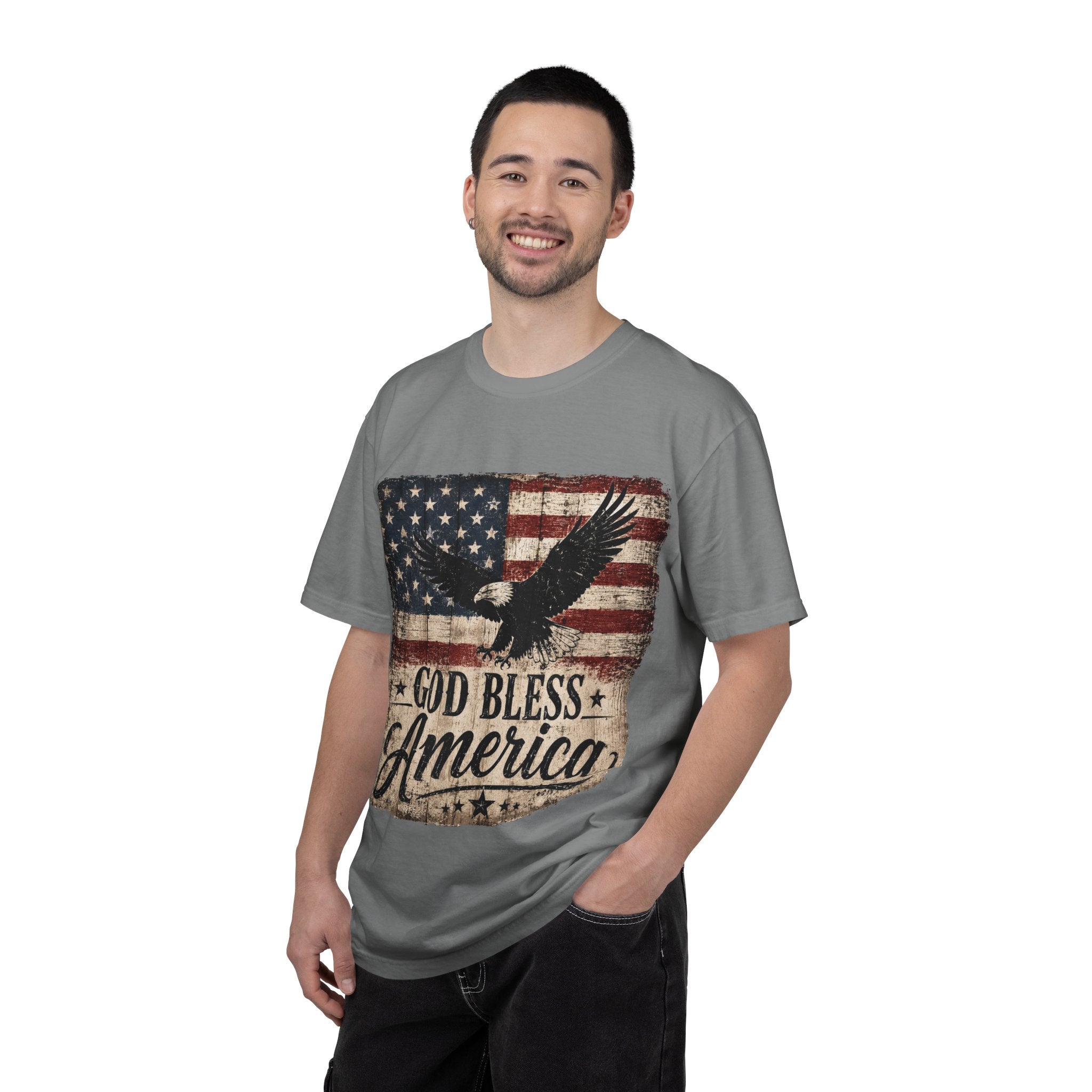 God Bless America T-Shirt — Vintage Flag & Eagle Patriotic Tee