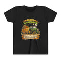 "Hauling Pumpkins Before Breakfast" Tractor Graphic — Youth Farm Halloween Tee