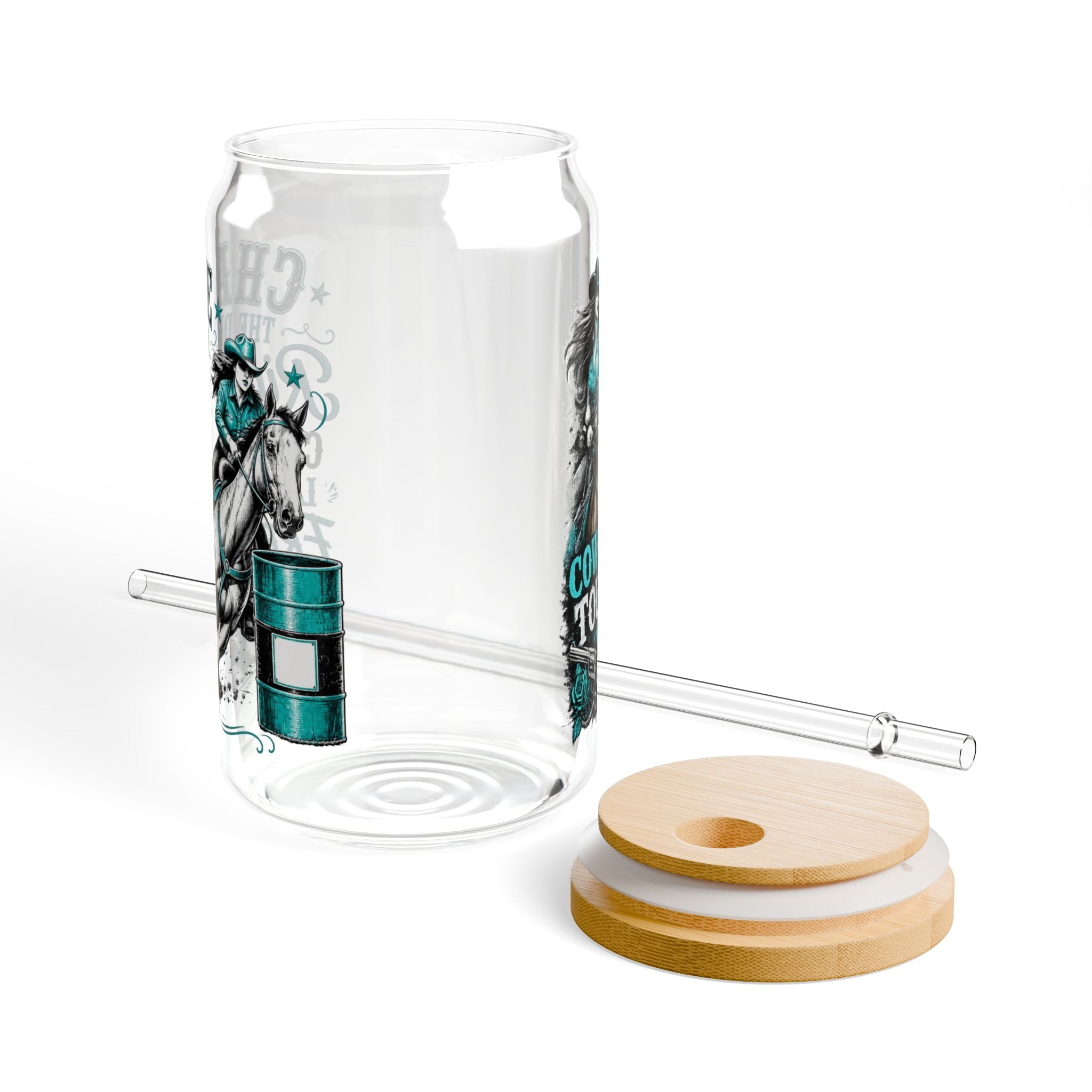 “Chase the Dream, Ride with Courage” Horse Racing Design – 16oz Sipper Glass