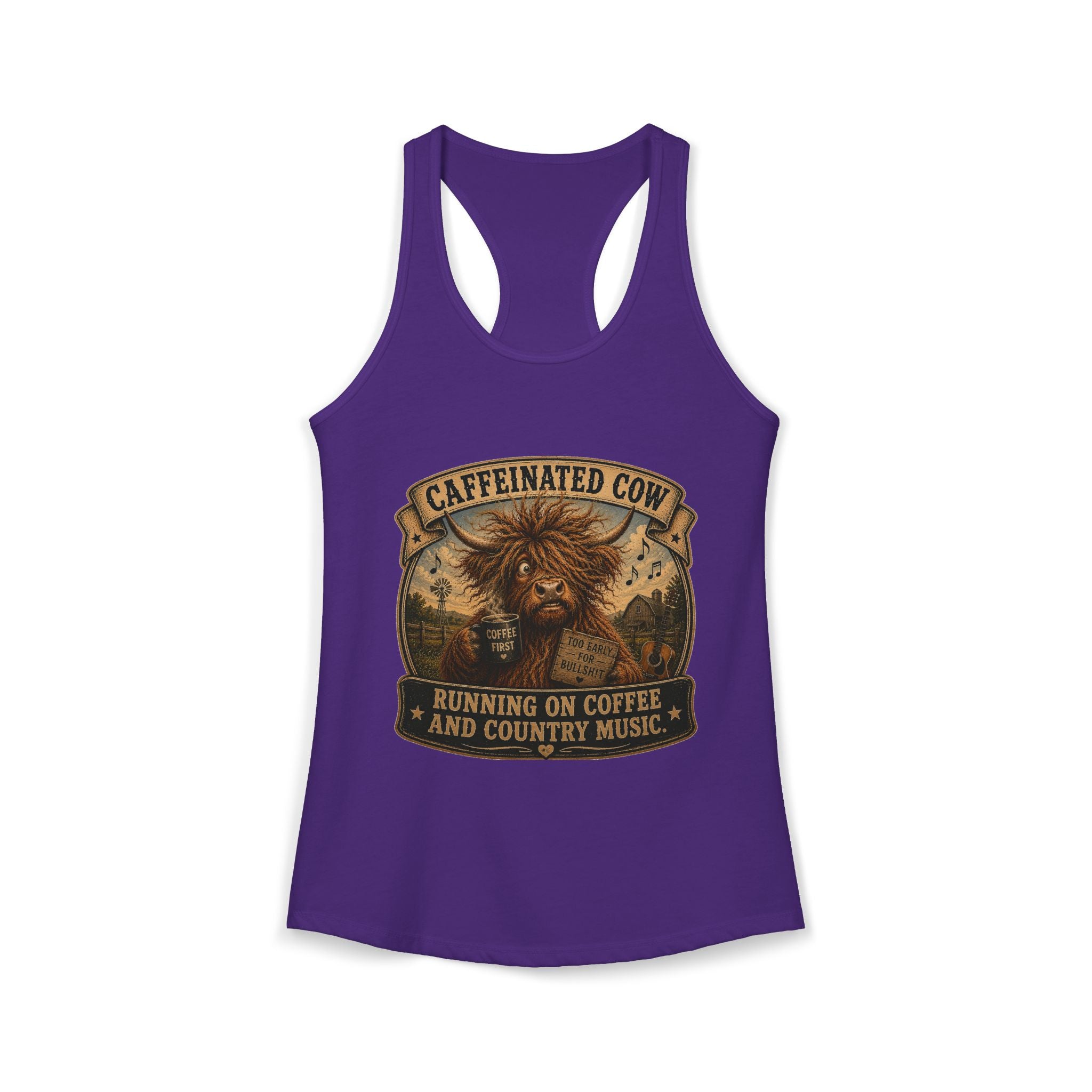 Caffeinated Cow Women's Ideal Racerback Tank