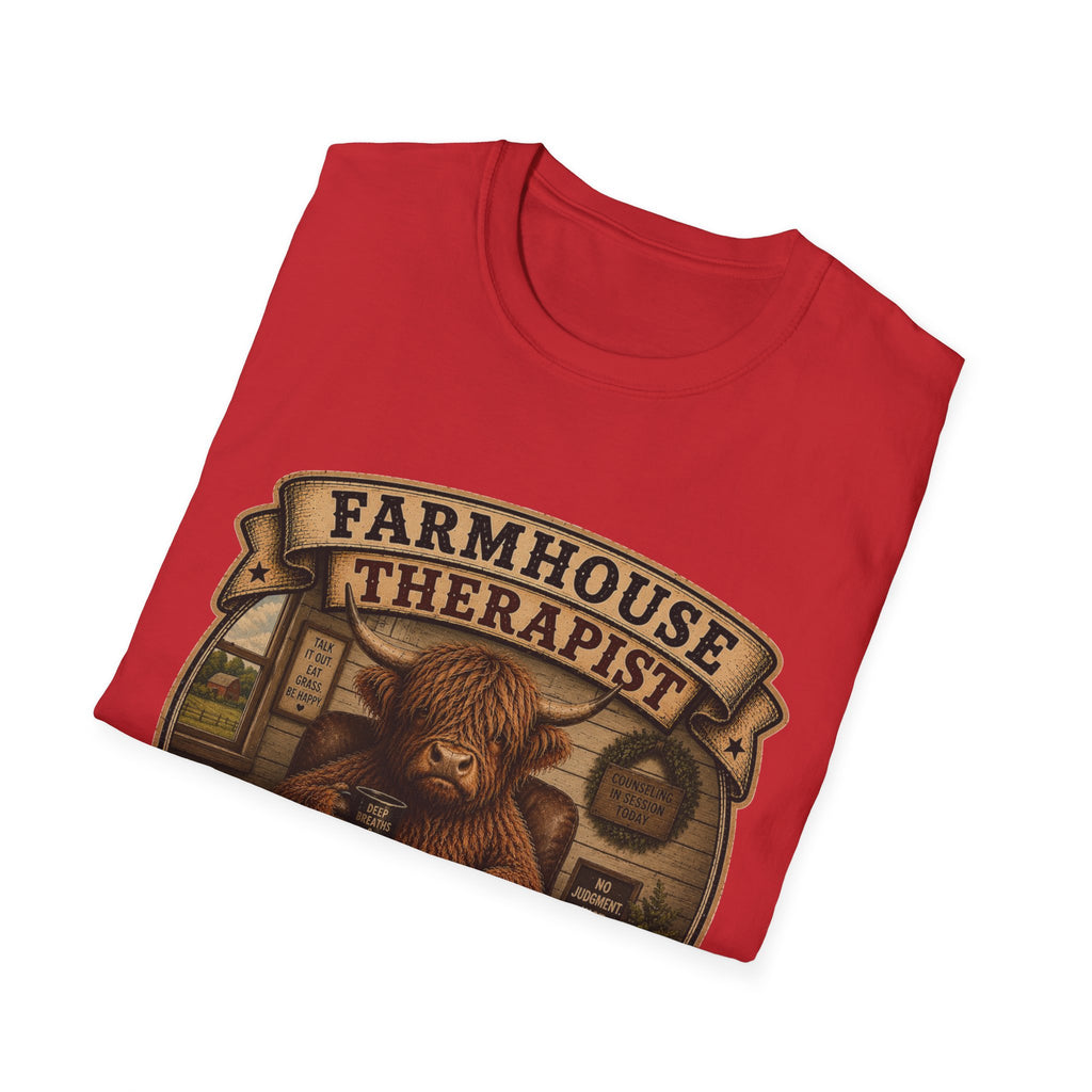 Farmhouse Therapist Highland Cow Unisex Softstyle T-Shirt
