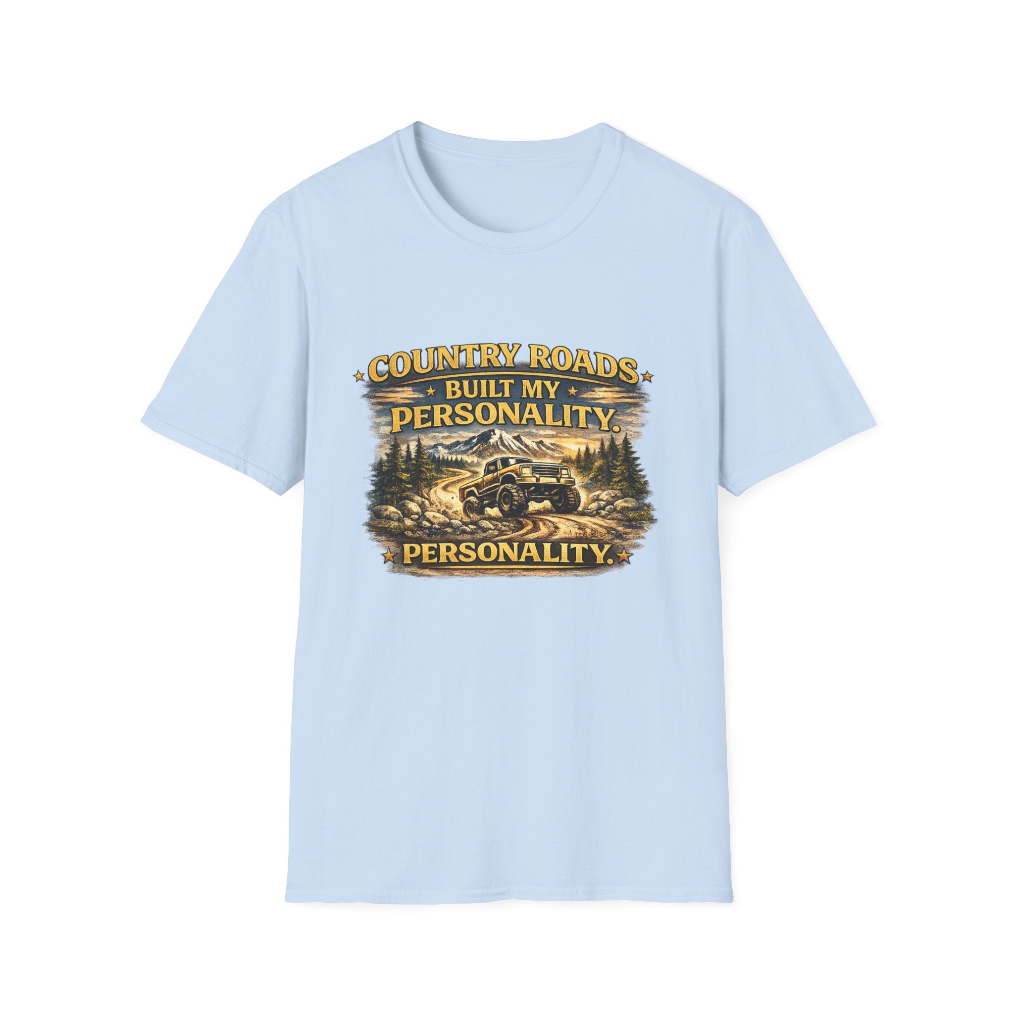 "Country Roads Built My Personality" Vintage Mountain Truck Tee — T-Shirt