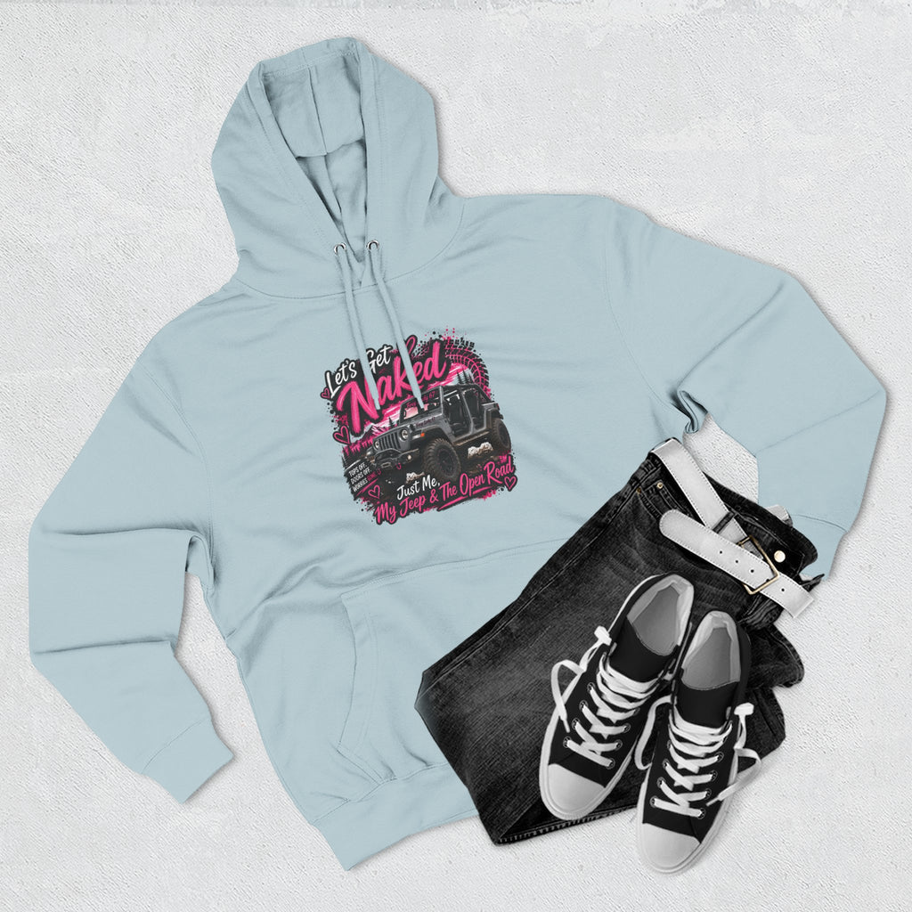 Jeep 'Let's Get Naked' Graphic Hoodie — (Pink) Off-Road Adventure Pullover