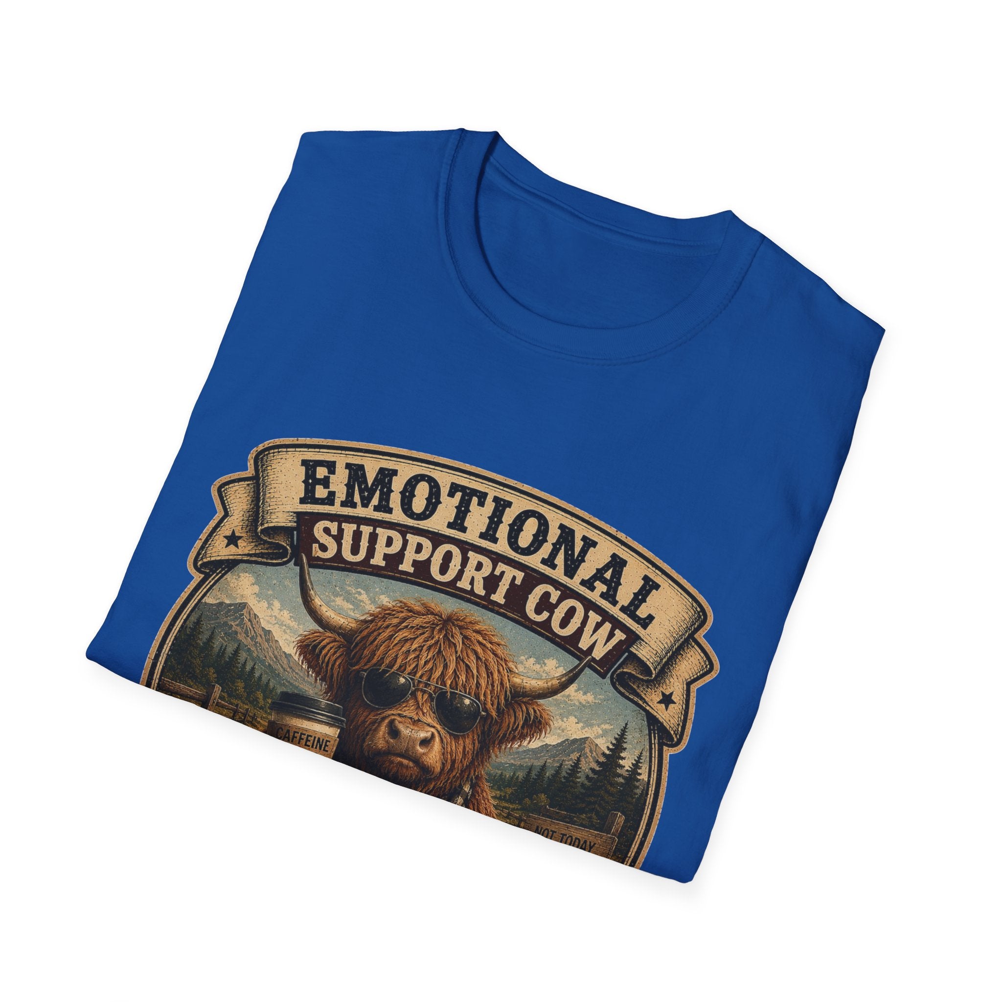 Emotional Support Cow - Highland Cow Unisex Softstyle T-Shirt