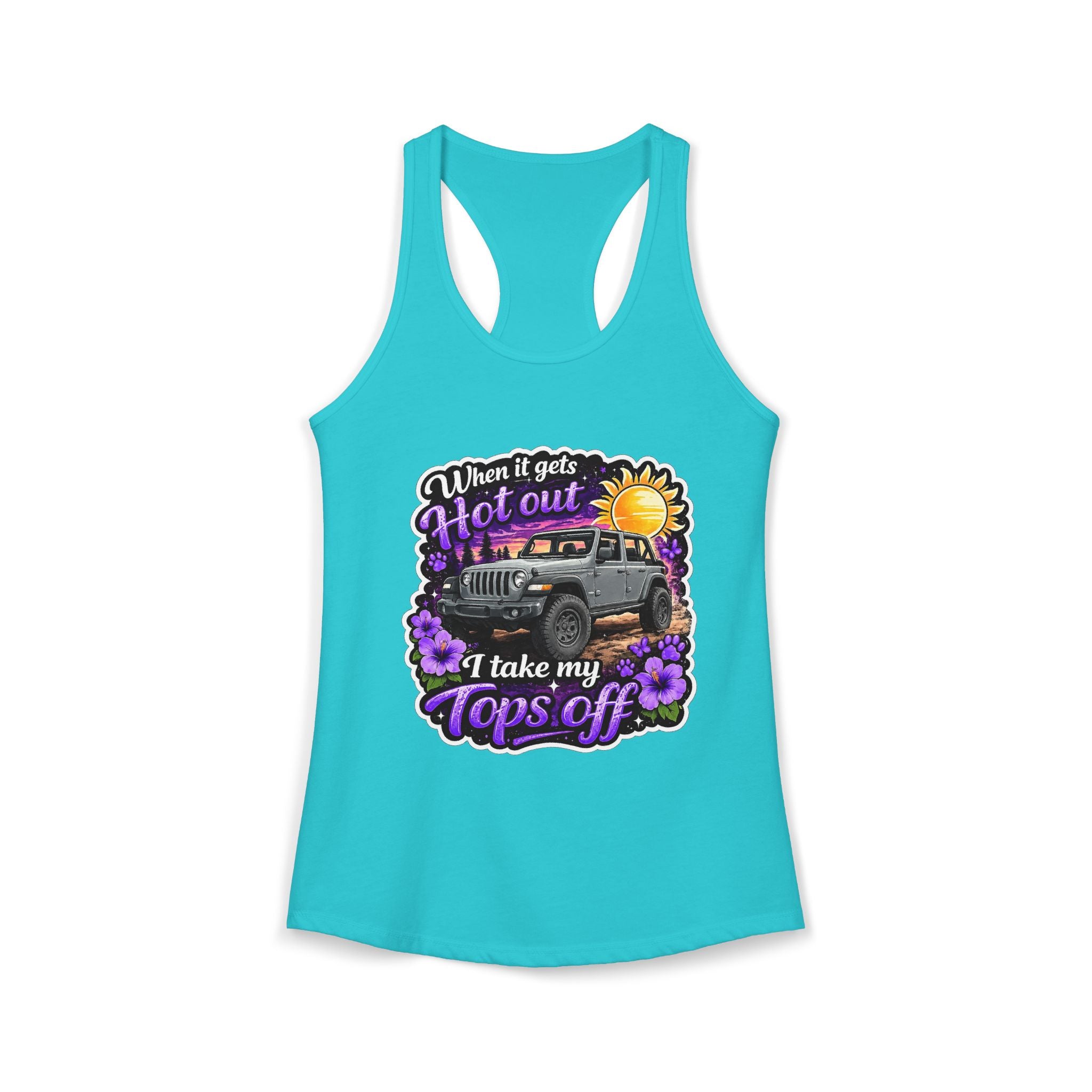 When It Gets Hot I Take My Tops Off (Purple) Women's Ideal Racerback Tank