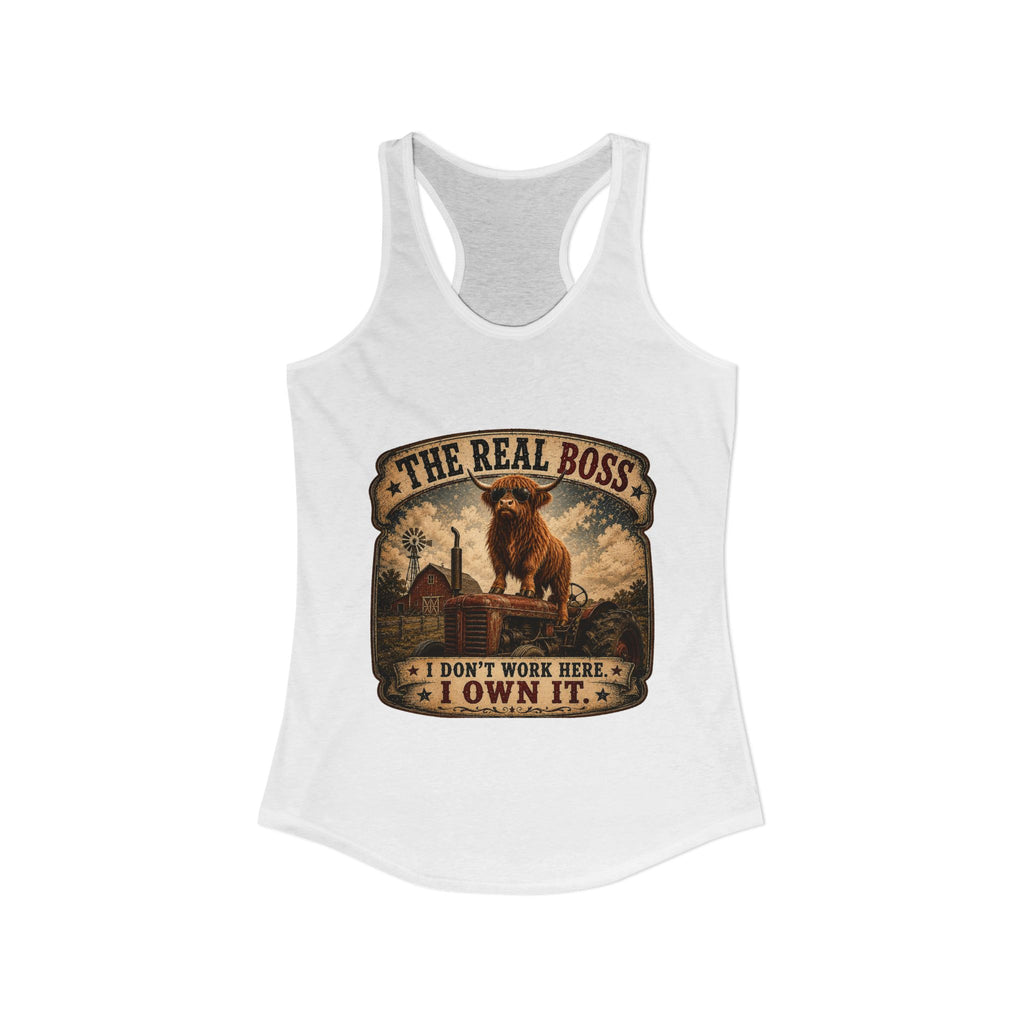 The Real Boss Highland Cow Women's Ideal Racerback Tank