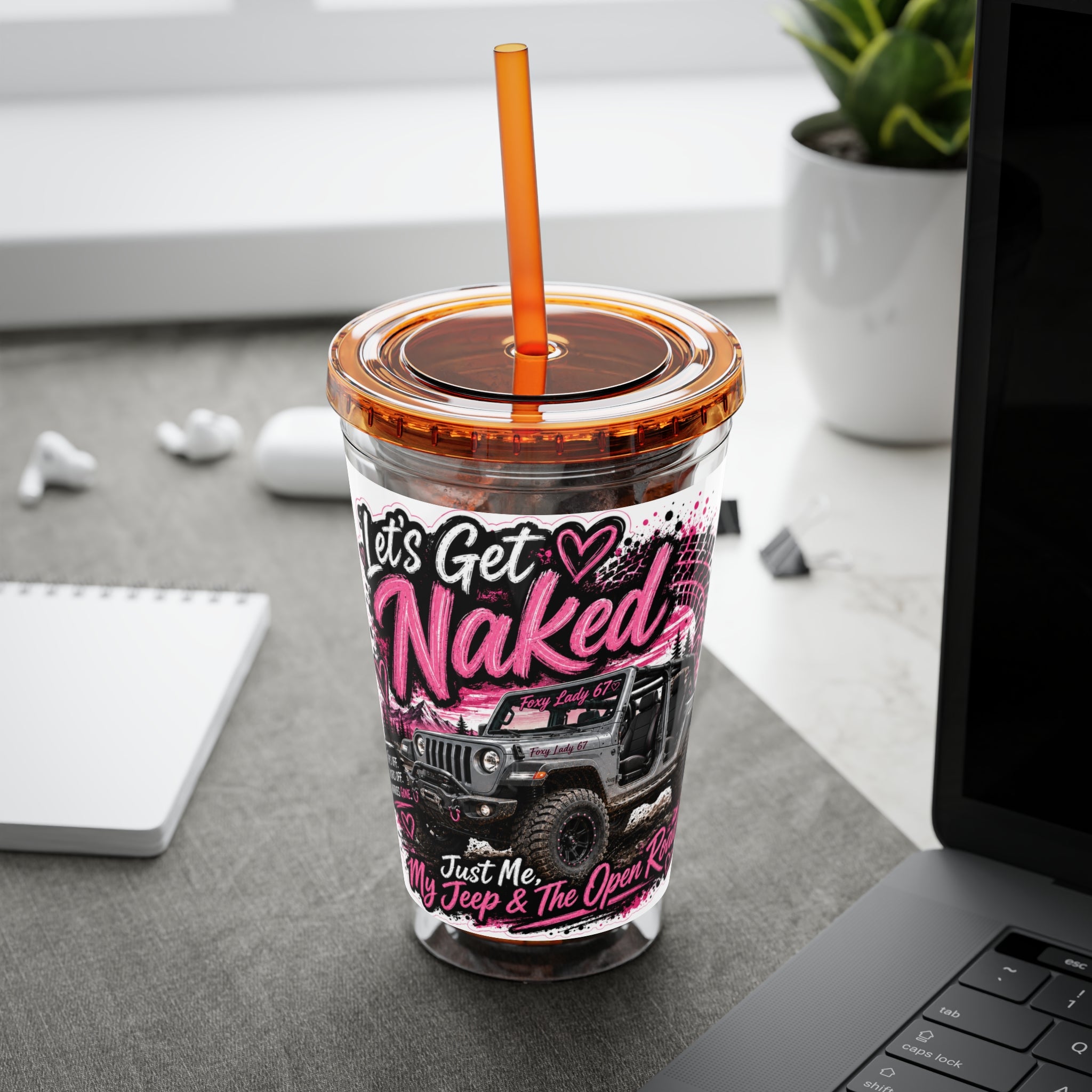 “Let’s Get Naked” Jeep Off‑Road — Straw Cup 16oz Tumbler