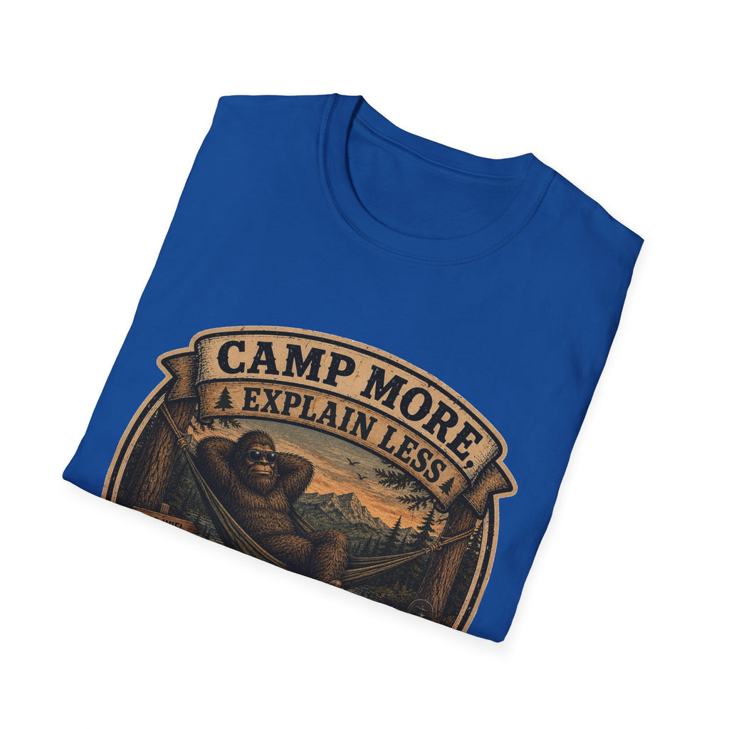 “Camp More, Explain Less” Vintage Camping Graphic Tee — T-Shirt