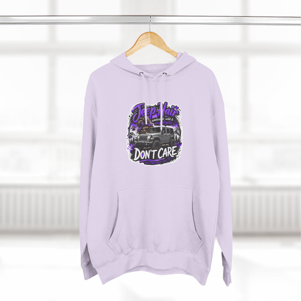 Jeep Hair Don't Care (Purple) Three-Panel Fleece Hoodie