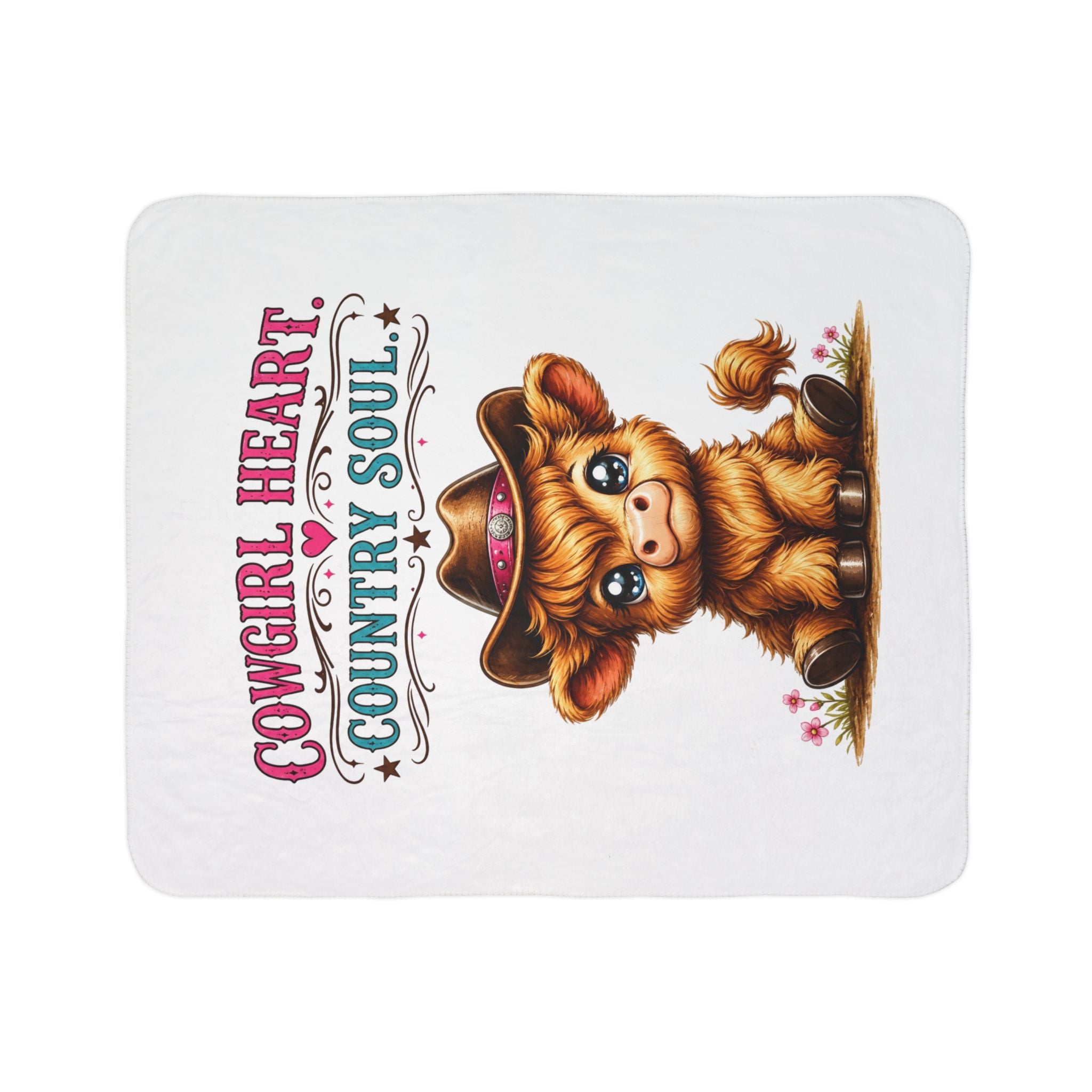 Country Girl Heart. Country Soul Highland Cow Fleece Sherpa Blanket