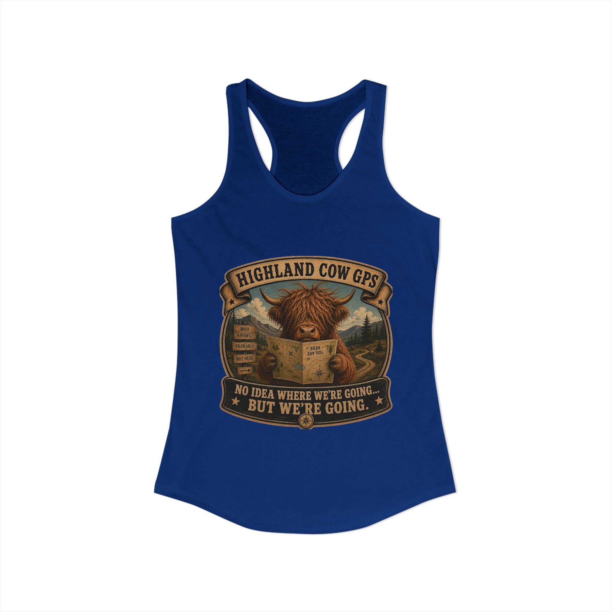 Highland Cow GPS Women's Ideal Racerback Tank