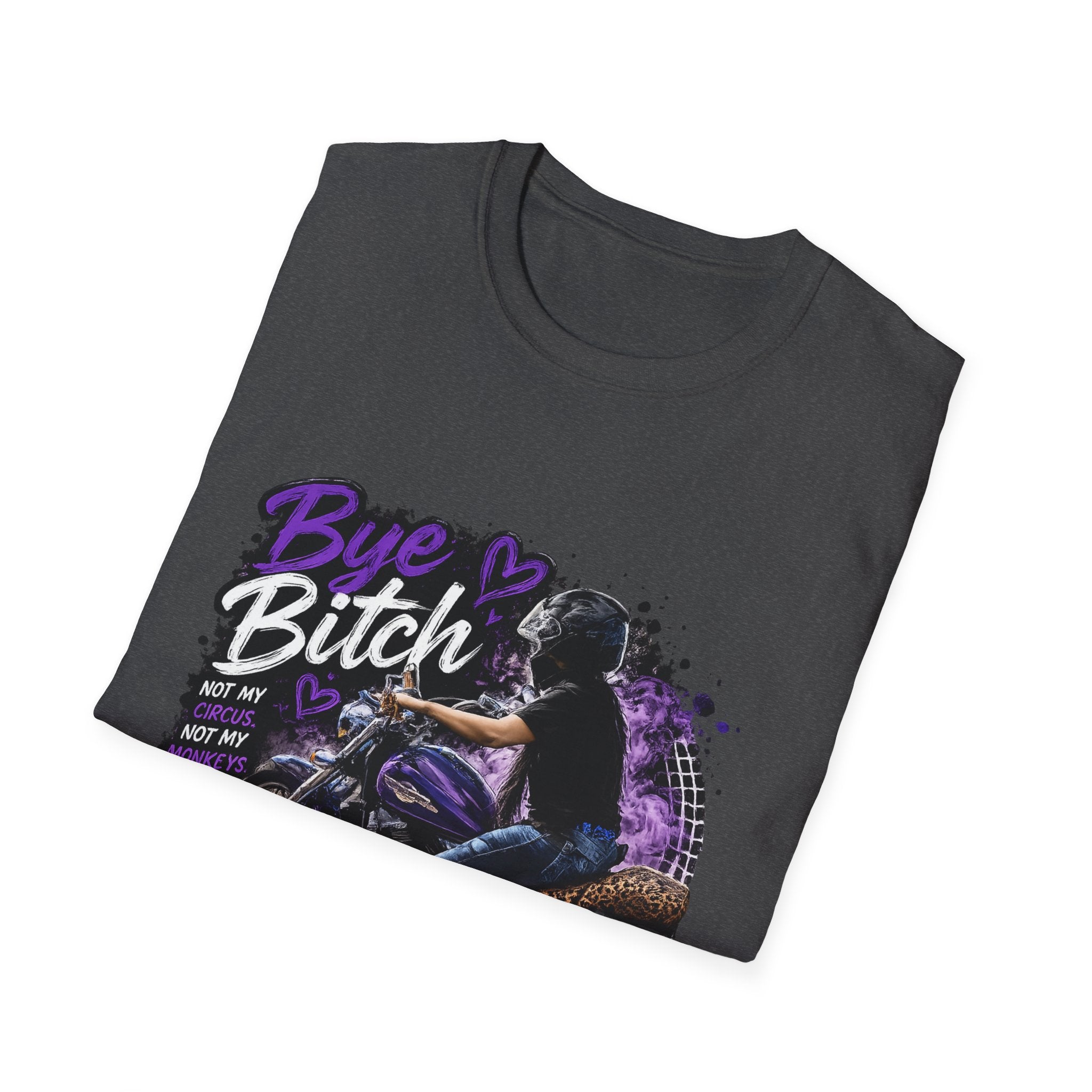 T‑Shirt "Bue Bitch" Purple Motorcycle Design – Biker Babe Graphic