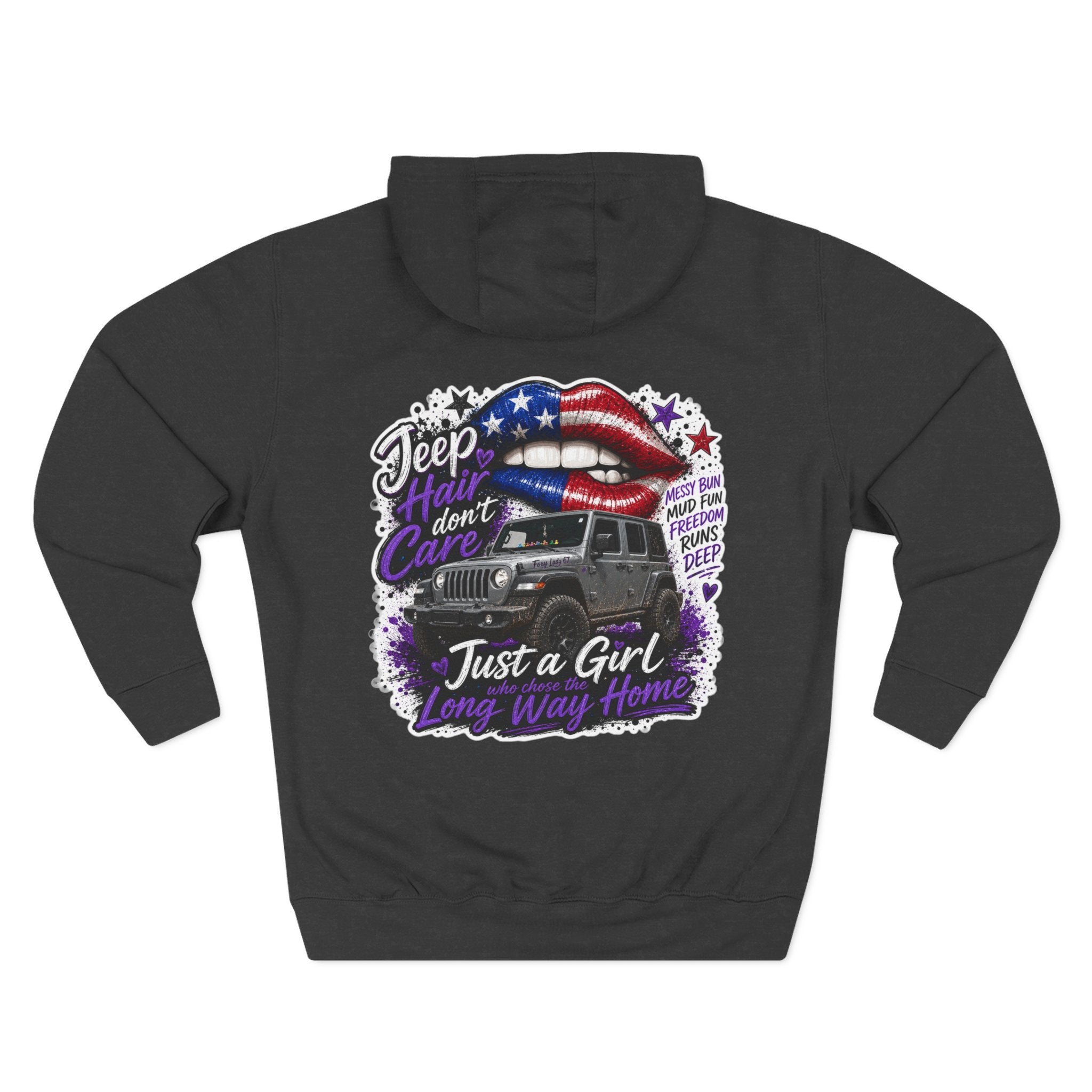 Patriotic 'Jeep Ain't Just a Girl Thing' – Graphic Fleece Pullover Jeep Driver Hoodie
