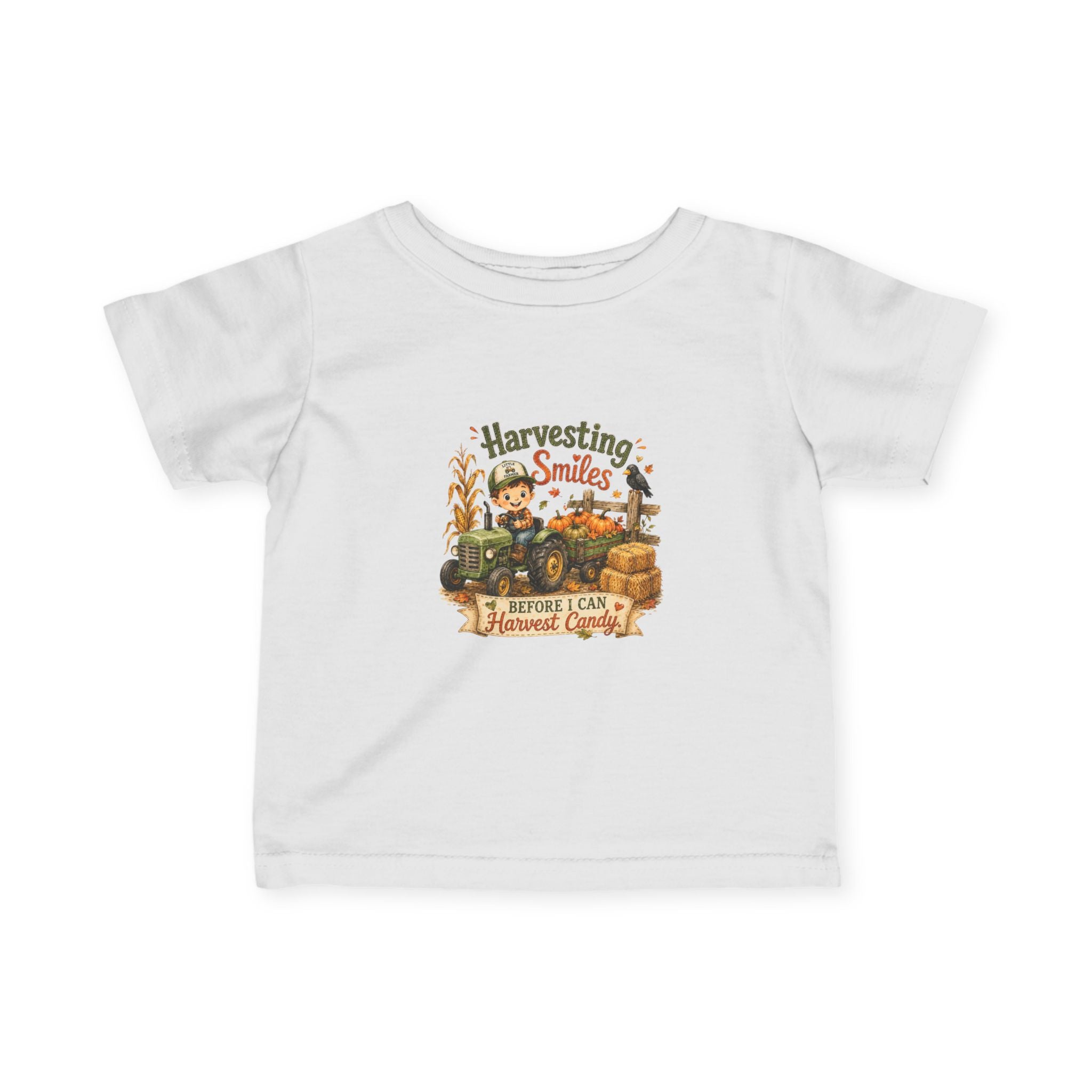 "Harvesting Smiles" Fall Tractor Baby Shirt — Infant Tee