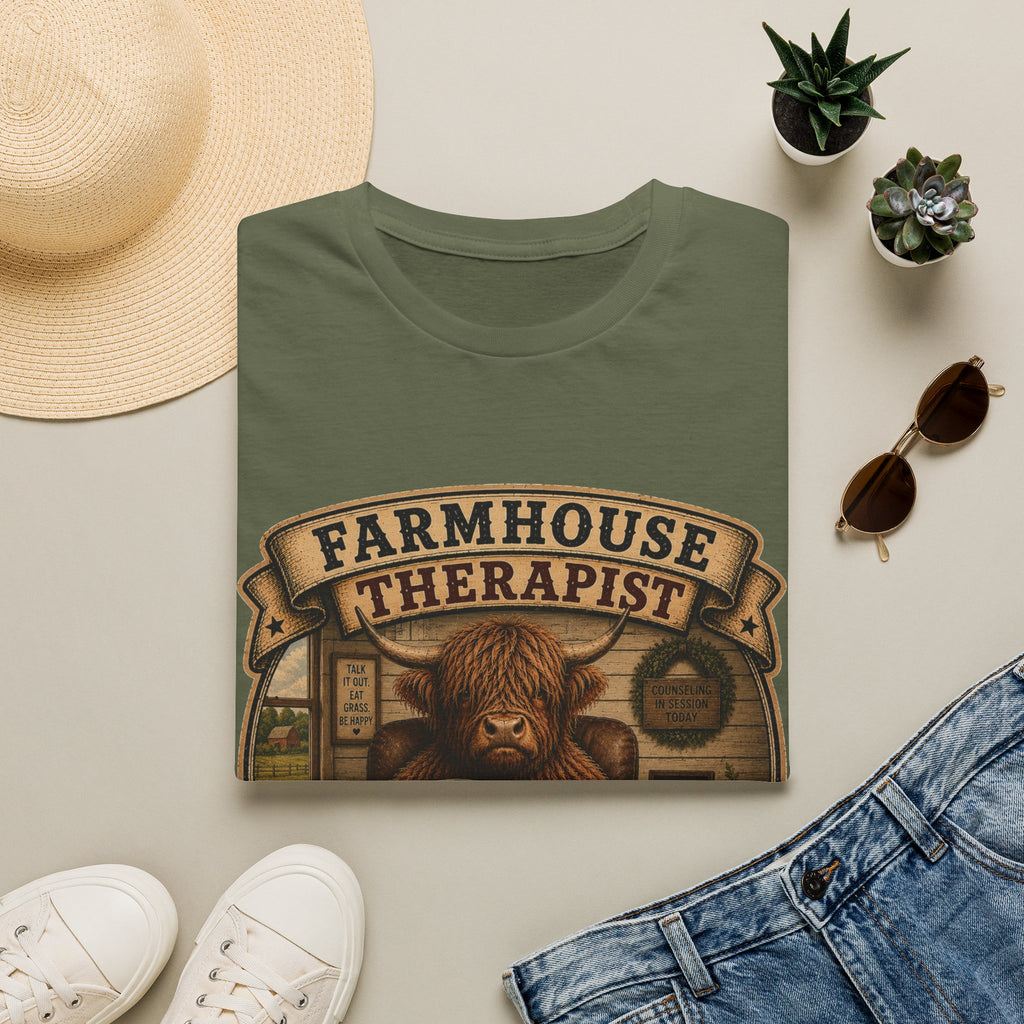 Farmhouse Therapist Highland Cow Unisex Softstyle T-Shirt