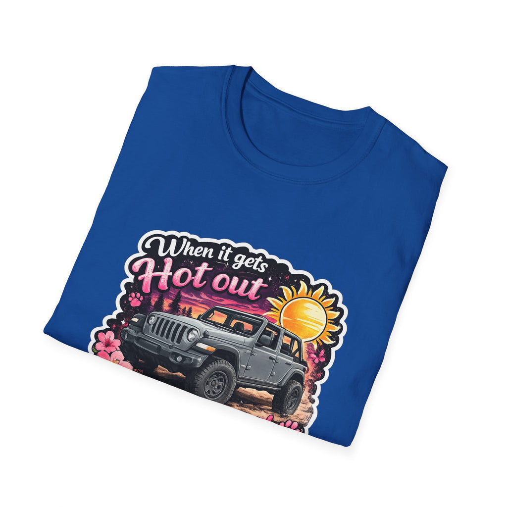 When It Gets Hot Out Jeep (Pink) Unisex Softstyle T-Shirt