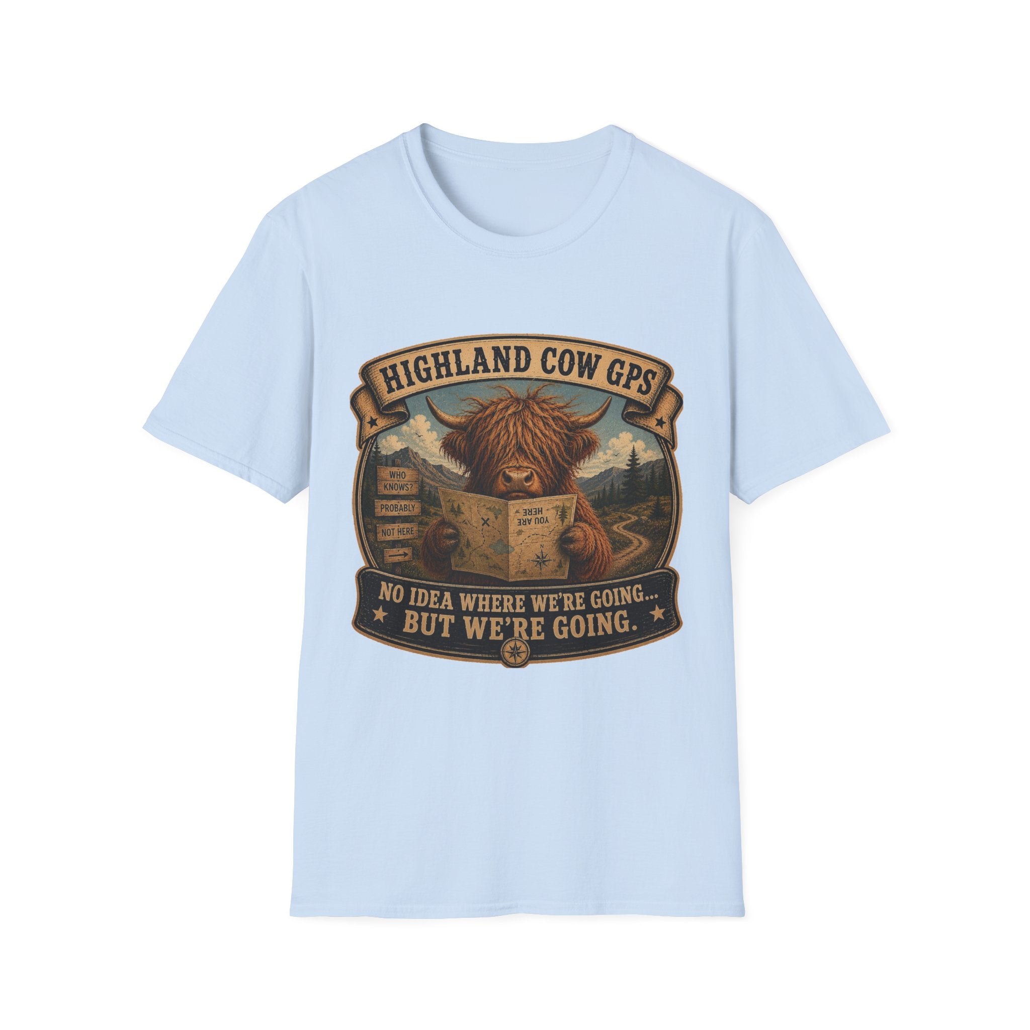 Highland Cow GPS Unisex Softstyle T-Shirt