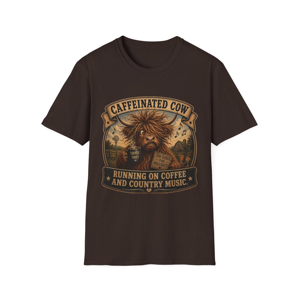 Caffeinated Cow Unisex Softstyle T-Shirt
