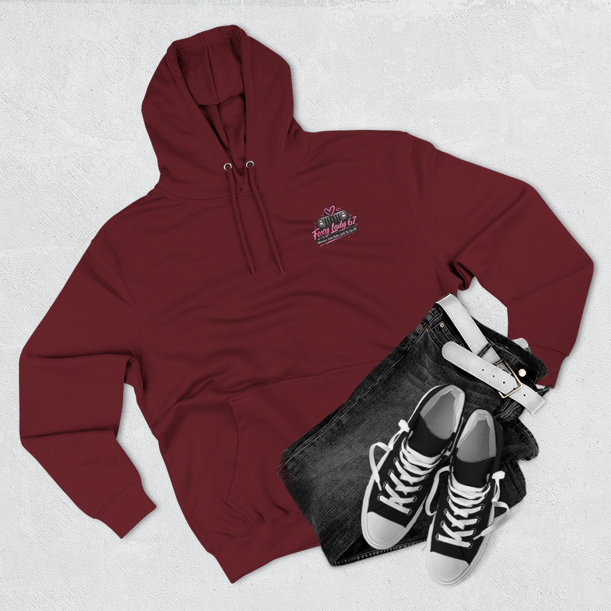 Let's Get Naked Jeep (design on front and back) Three-Panel Fleece Hoodie