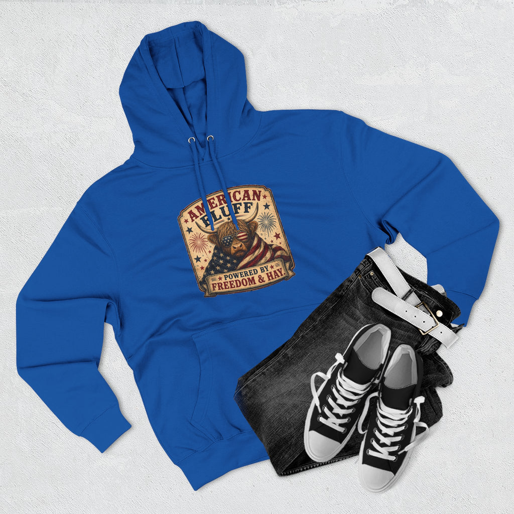 American Fluff Highland Cow Three-Panel Fleece Hoodie
