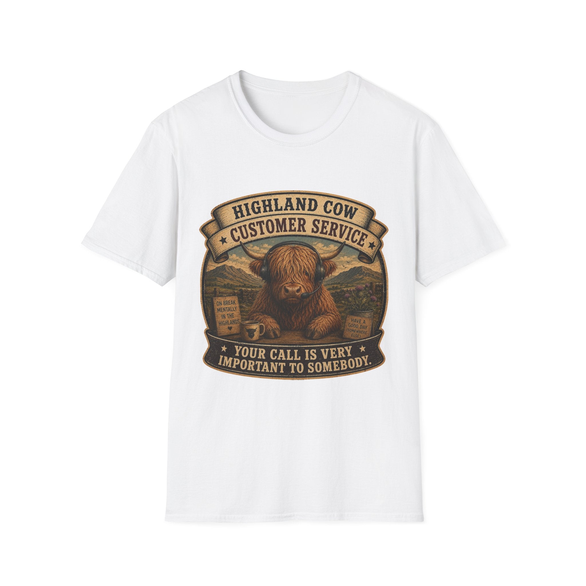 Highland Cow Customer Service Unisex Softstyle T-Shirt