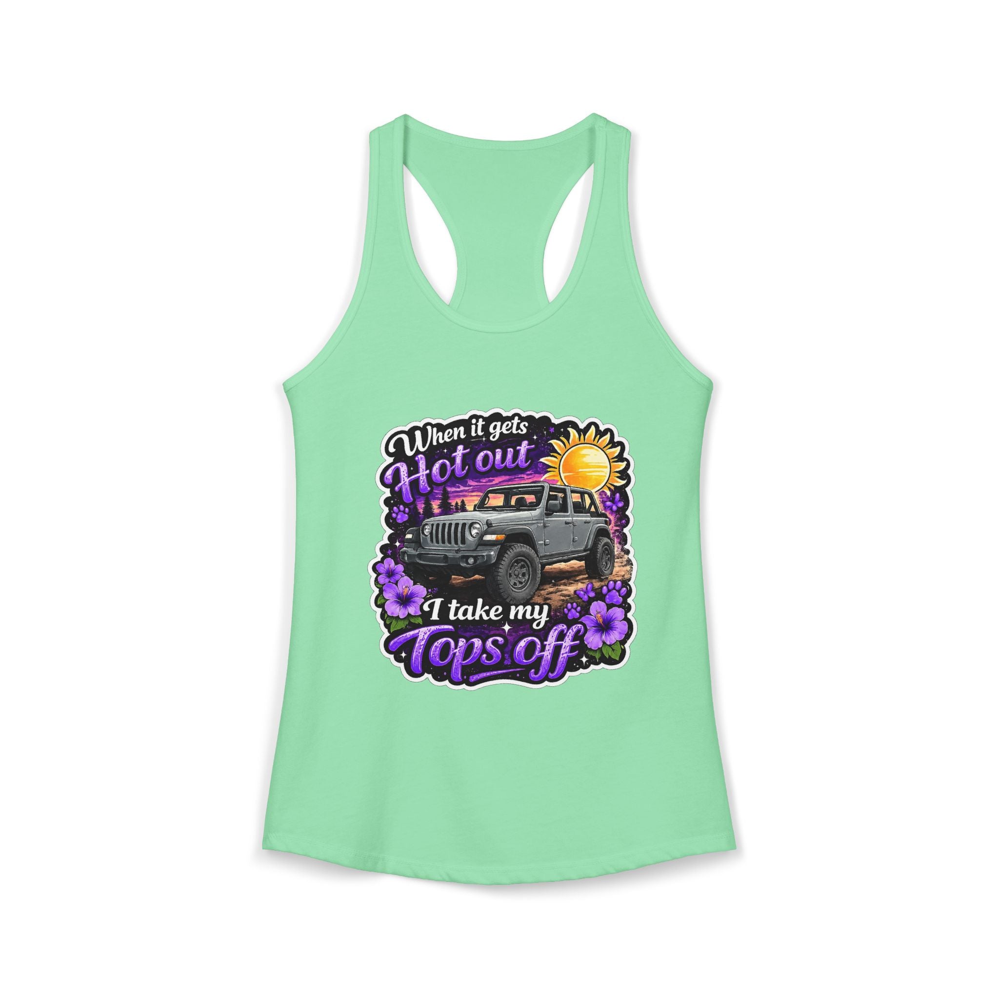 When It Gets Hot I Take My Tops Off (Purple) Women's Ideal Racerback Tank