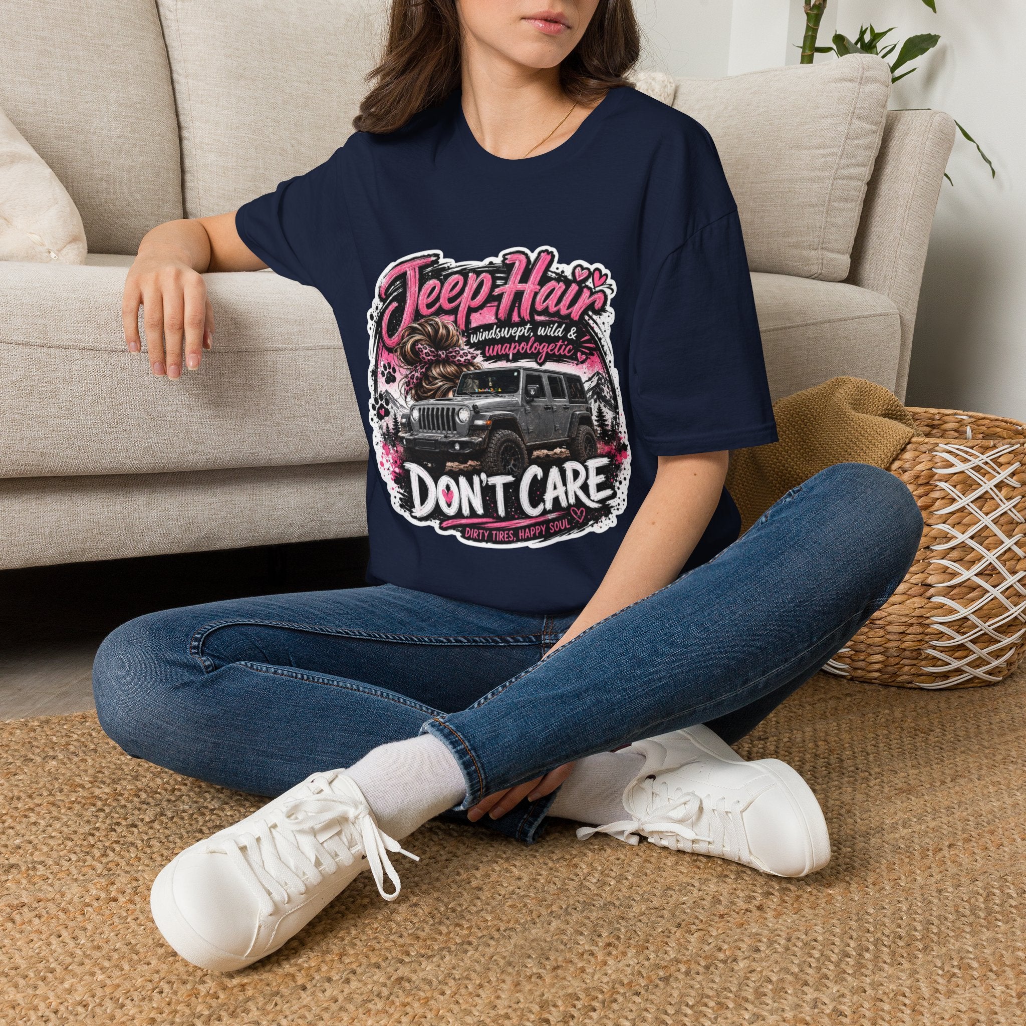 Jeep Hair Don't Care (Pink) Unisex Softstyle T-Shirt