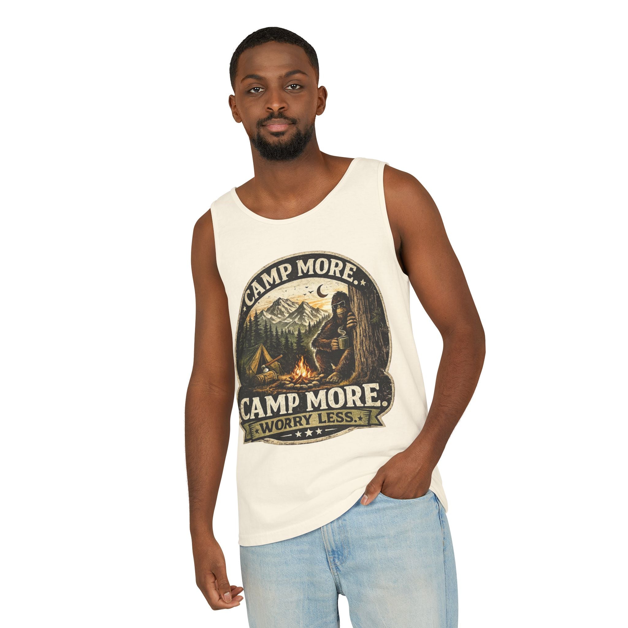 Camp More Worry Less Bigfoot Tank Top