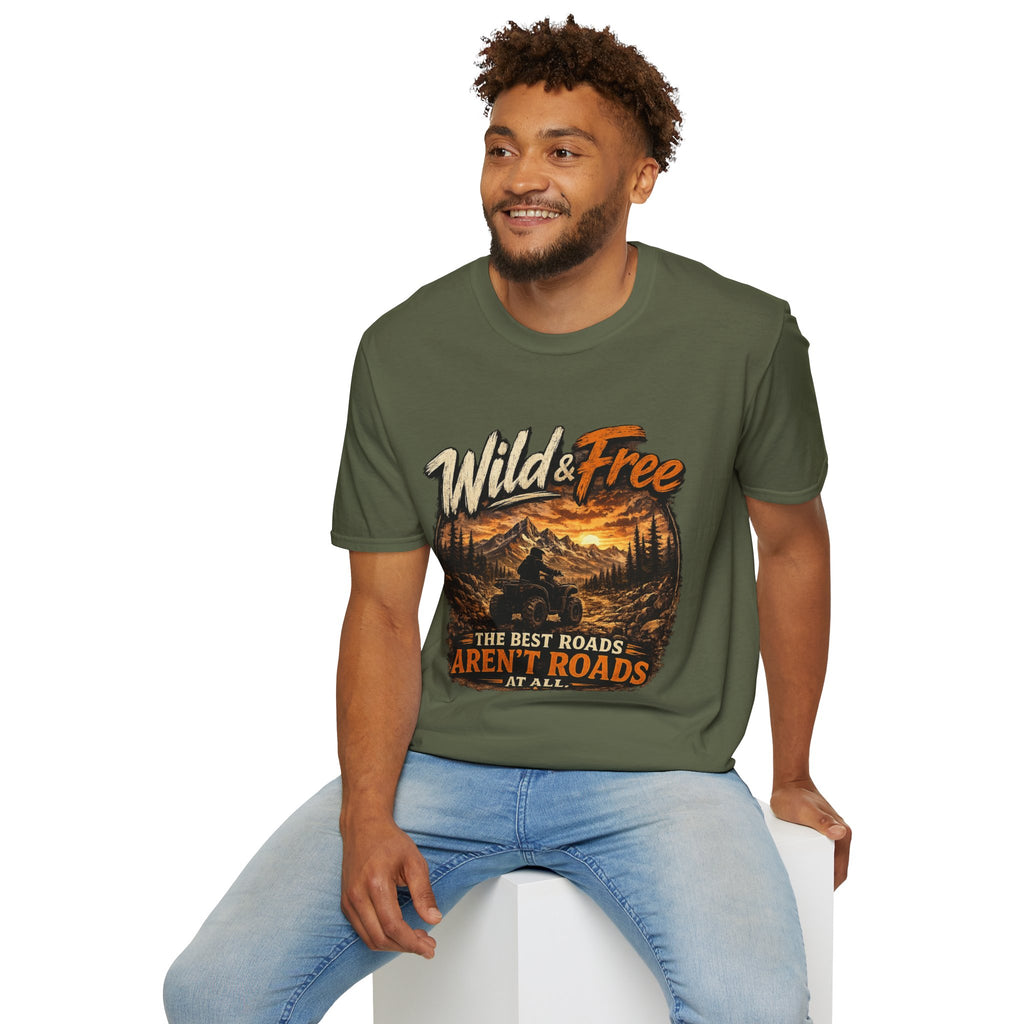 Wild & Free Mountain T-Shirt — 'The Best Roads Aren't Roads At All' Adventure Tee