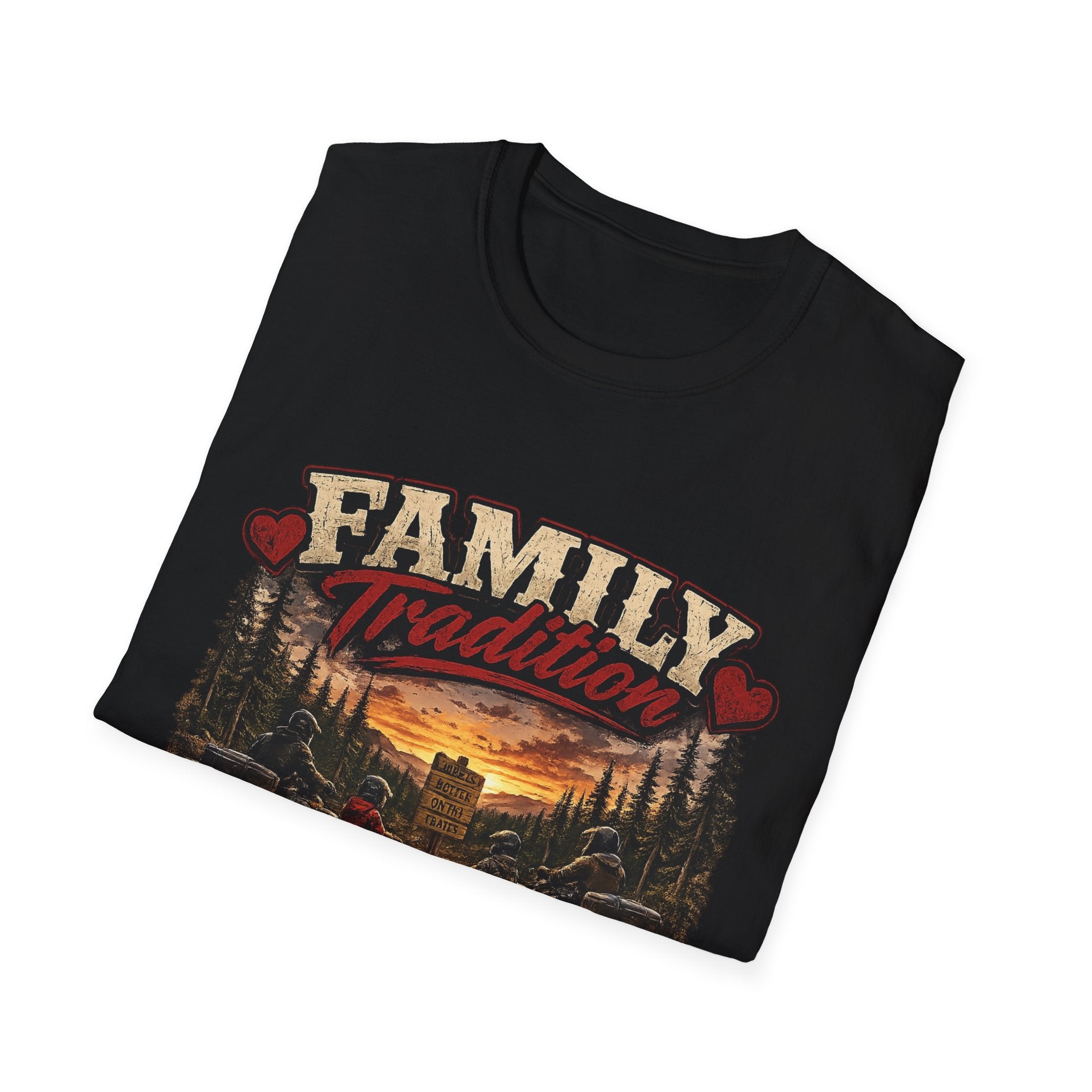 Family Tradition T-Shirt — Vintage Cabin Sunset Graphic Tee