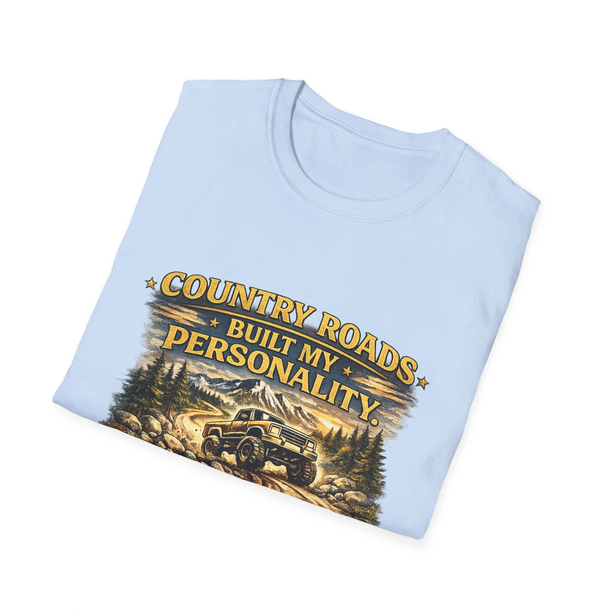 "Country Roads Built My Personality" Vintage Mountain Truck Tee — T-Shirt
