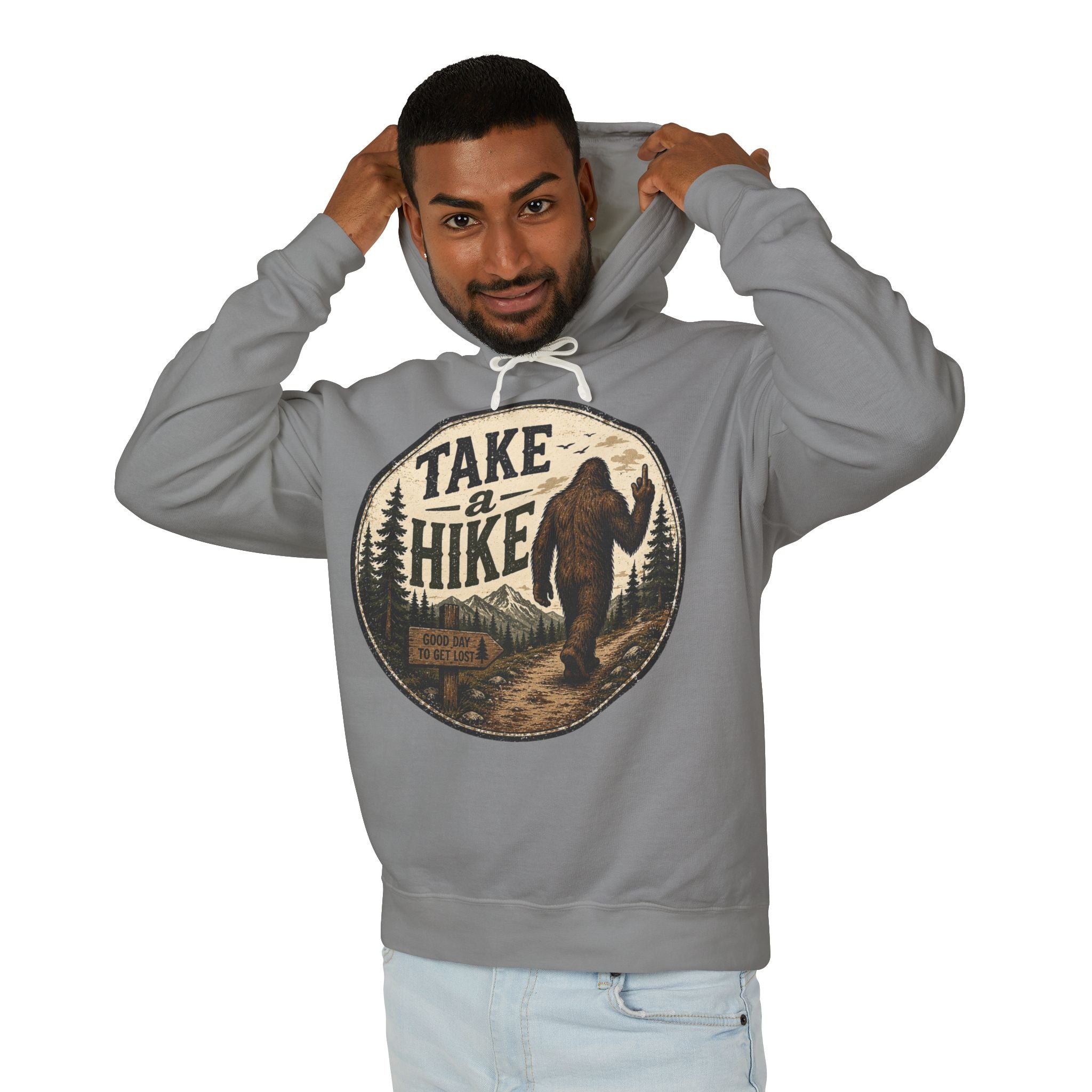 Take a Hike Hoodie — Vintage Bigfoot Nature Graphic Hooded Sweatshirt