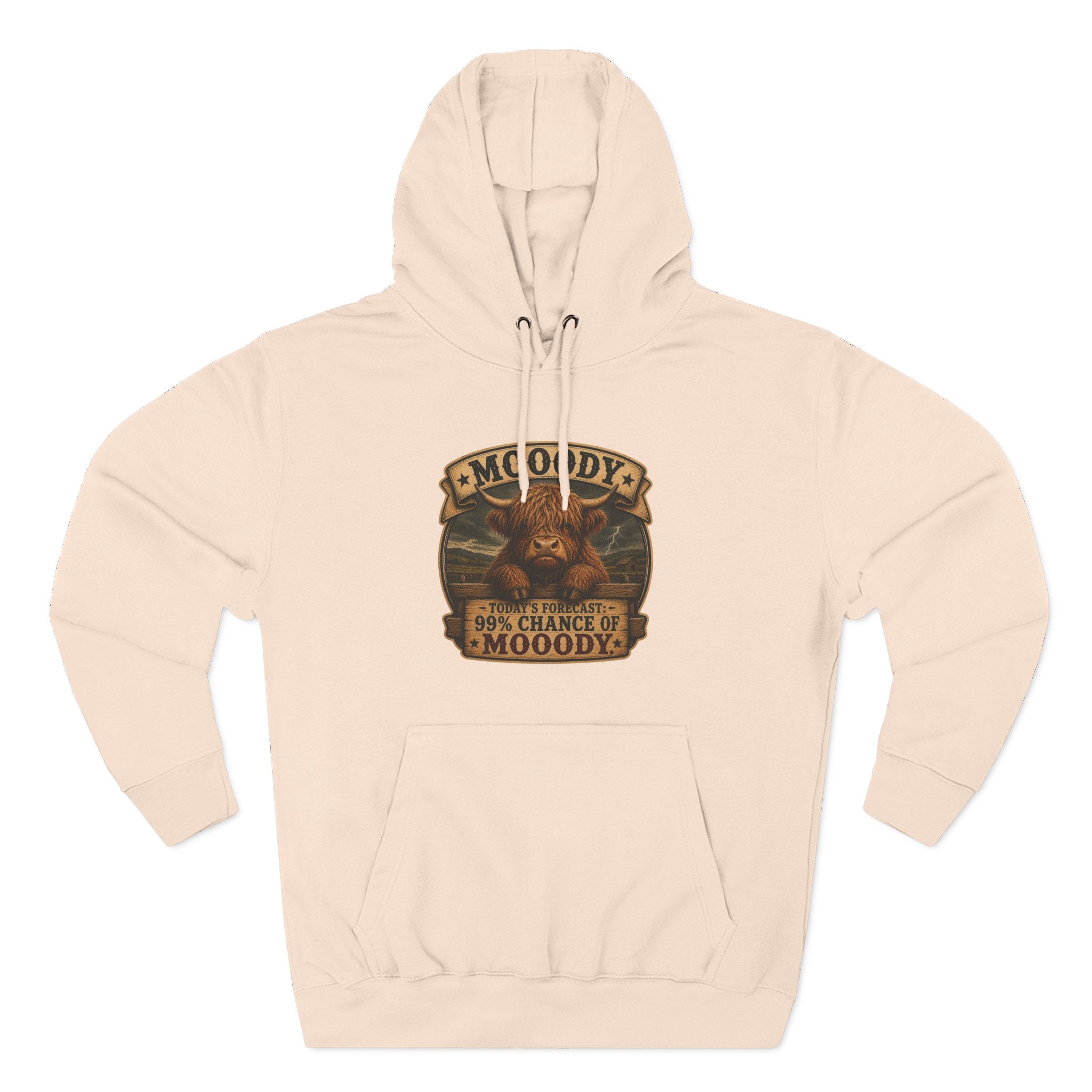Moody Today's Forecast Highland Cow Three-Panel Fleece Hoodie