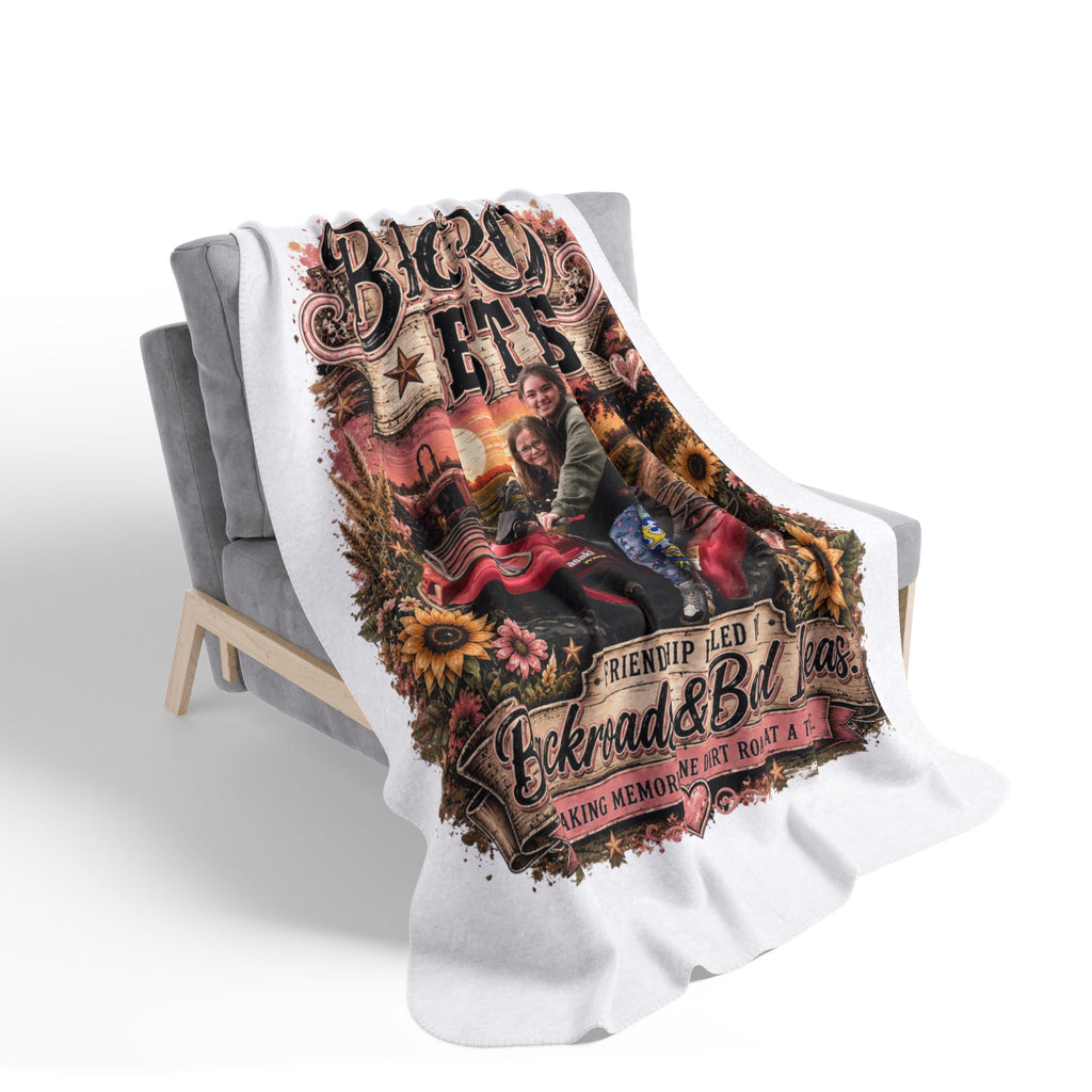 Backroad Besties Fleece Sherpa Blanket — Friendship Fueled by Backroads & Bad Ideas, Cozy Gift for Friends