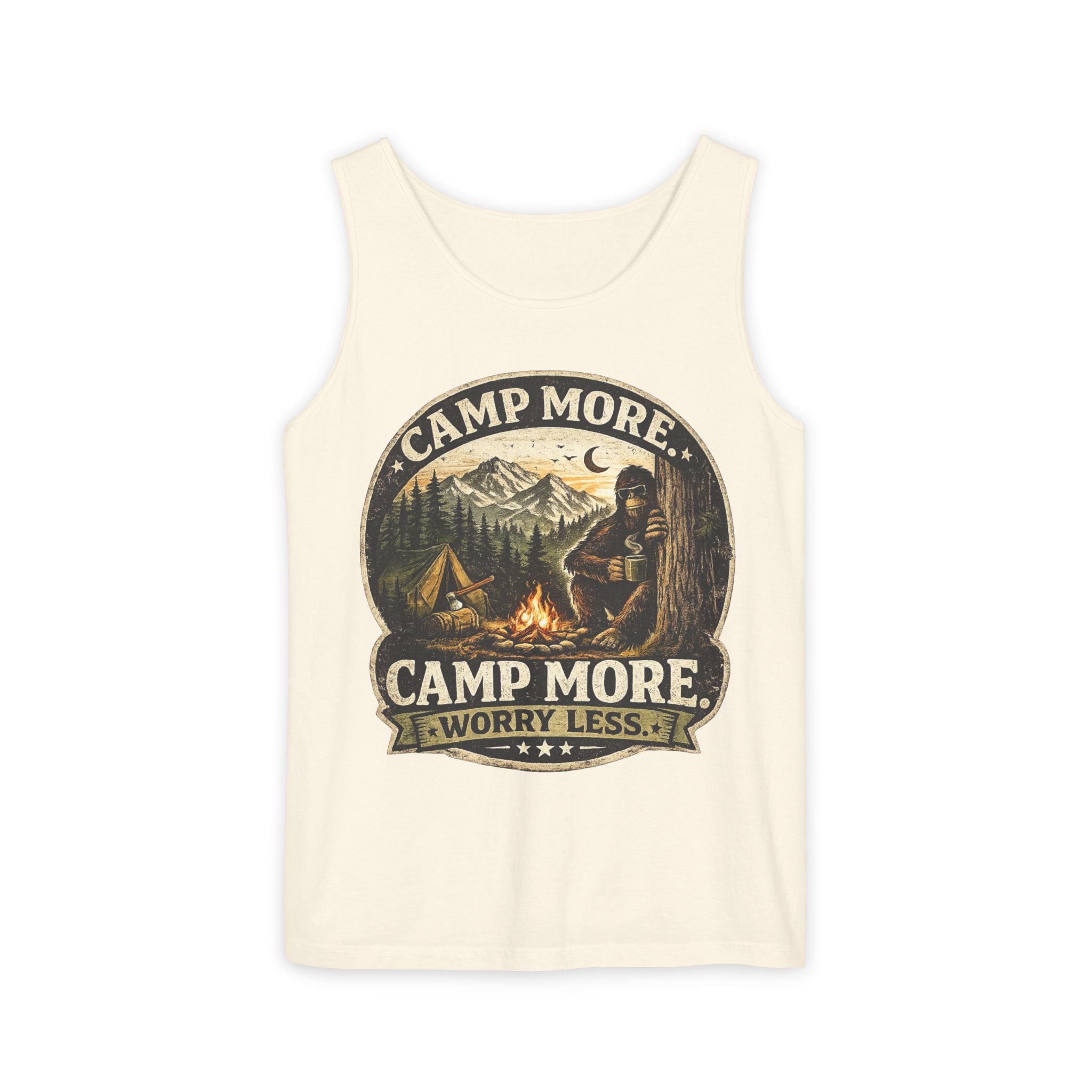Camp More Worry Less Bigfoot Tank Top