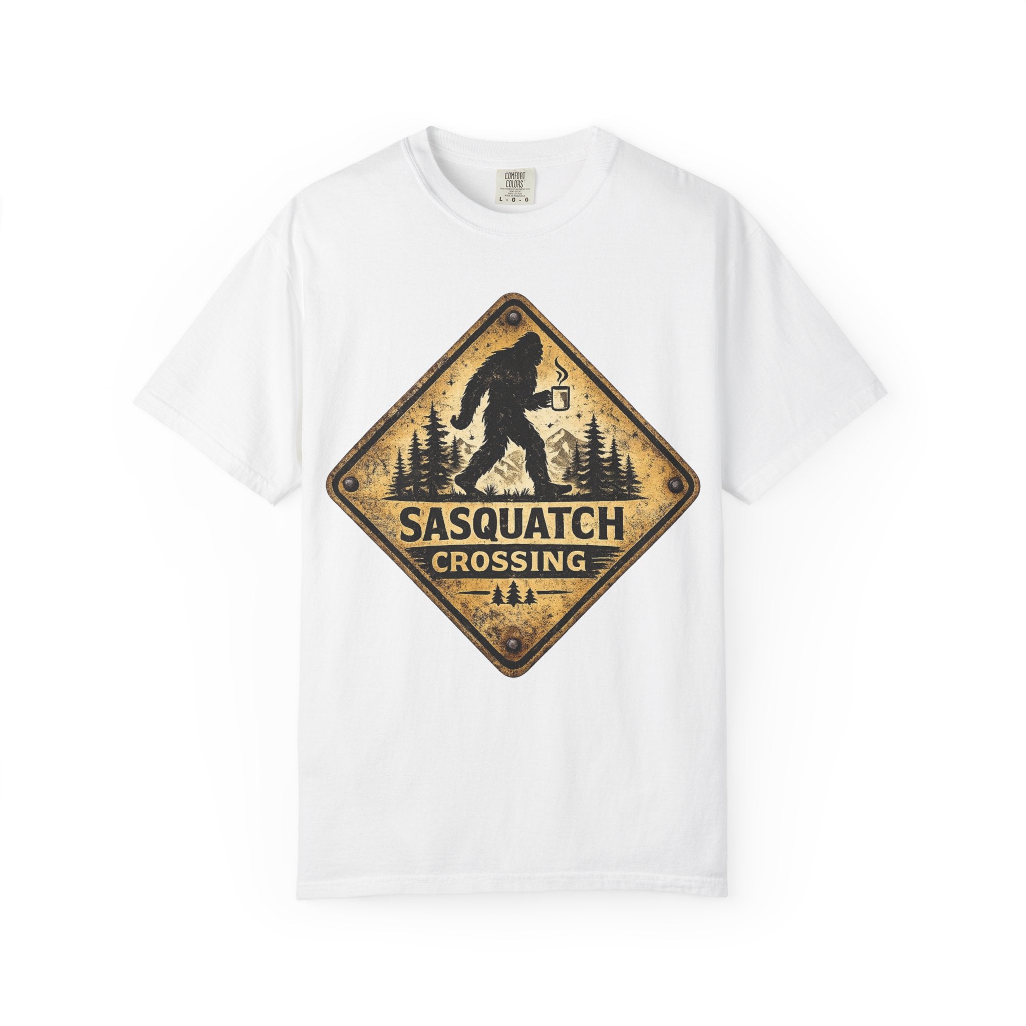 Sasquatch Crossing T-Shirt — Vintage Bigfoot Warning Sign Tee