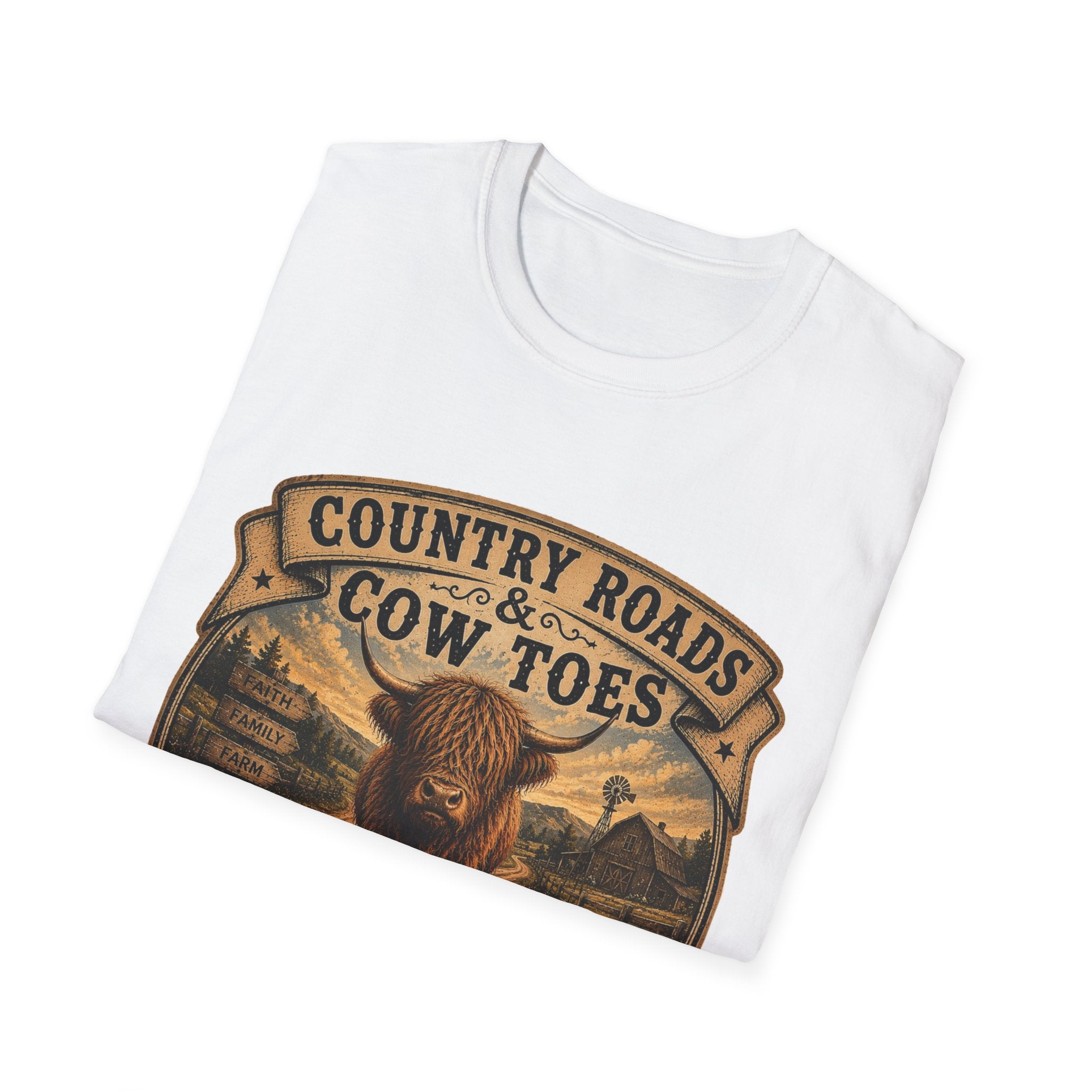 Country Roads Cow Toes Unisex Softstyle T-Shirt