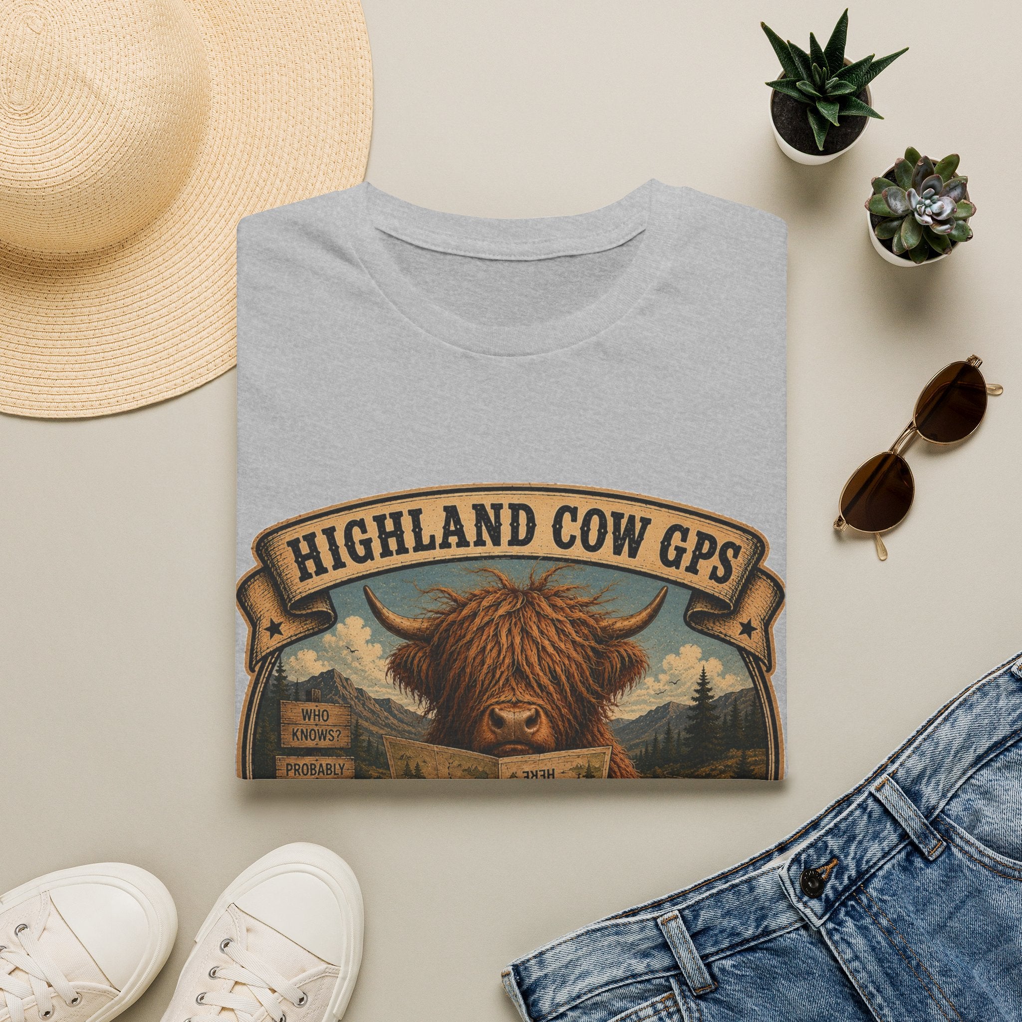 Highland Cow GPS Unisex Softstyle T-Shirt