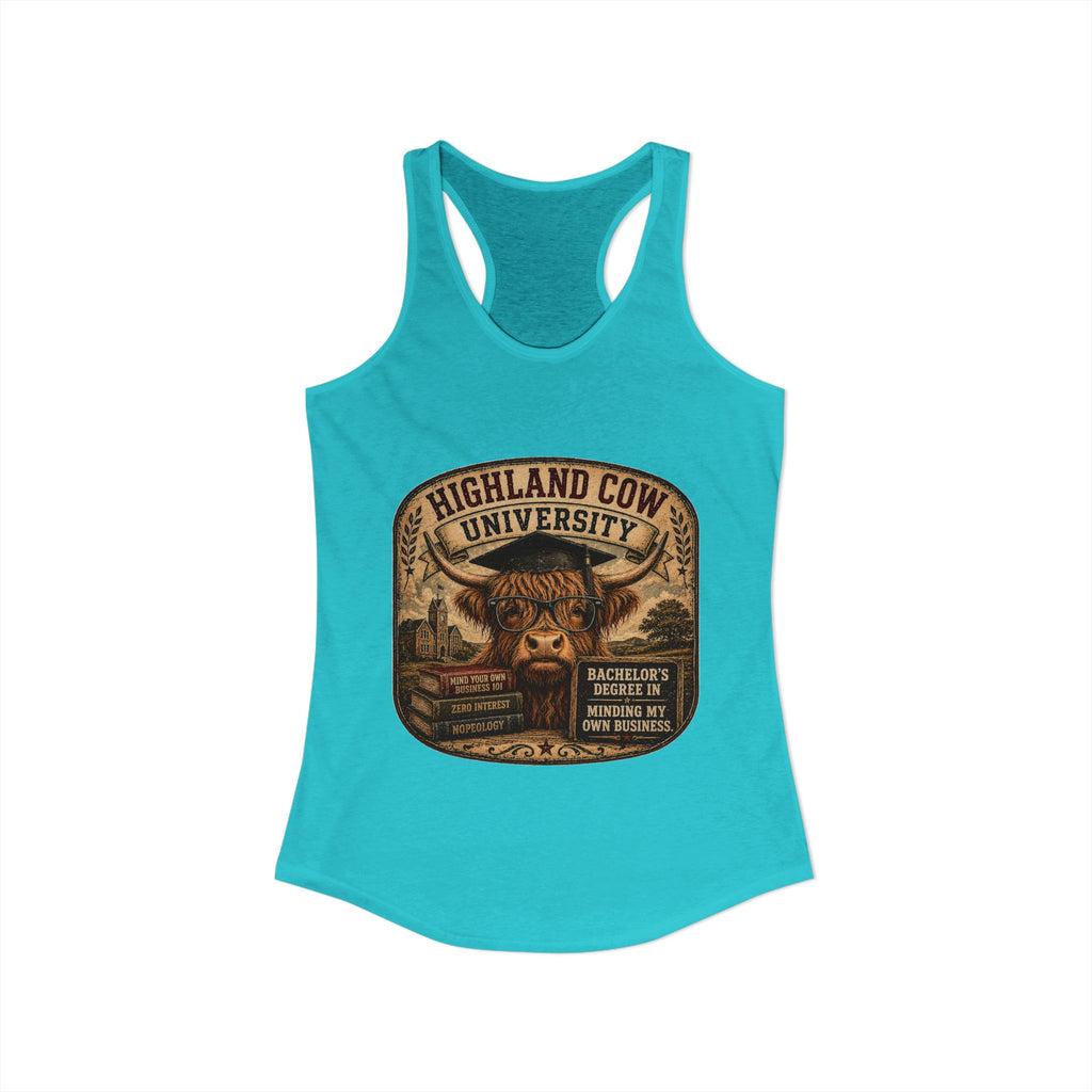 Highland Cow University Women's Ideal Racerback Tank