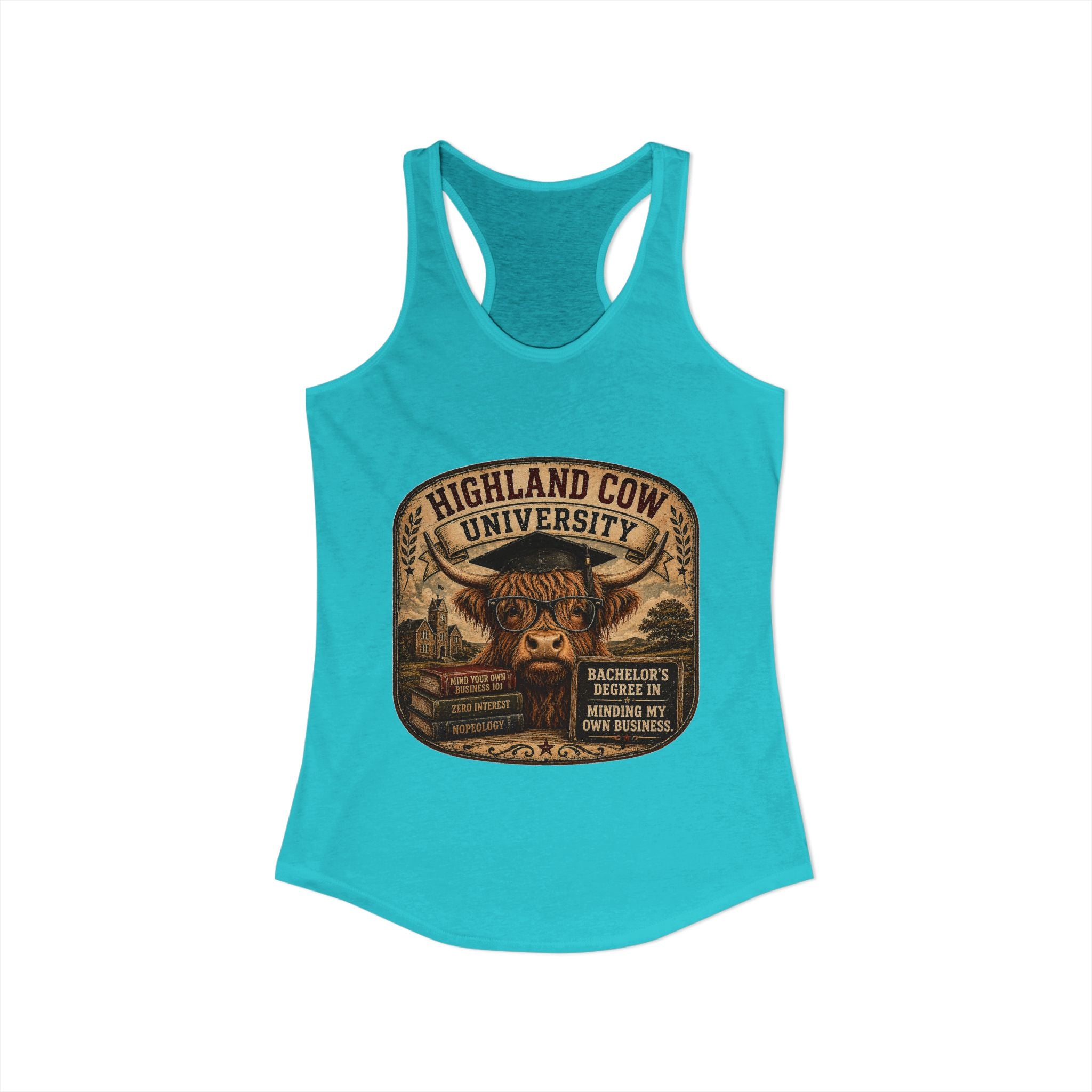 Highland Cow University Women's Ideal Racerback Tank